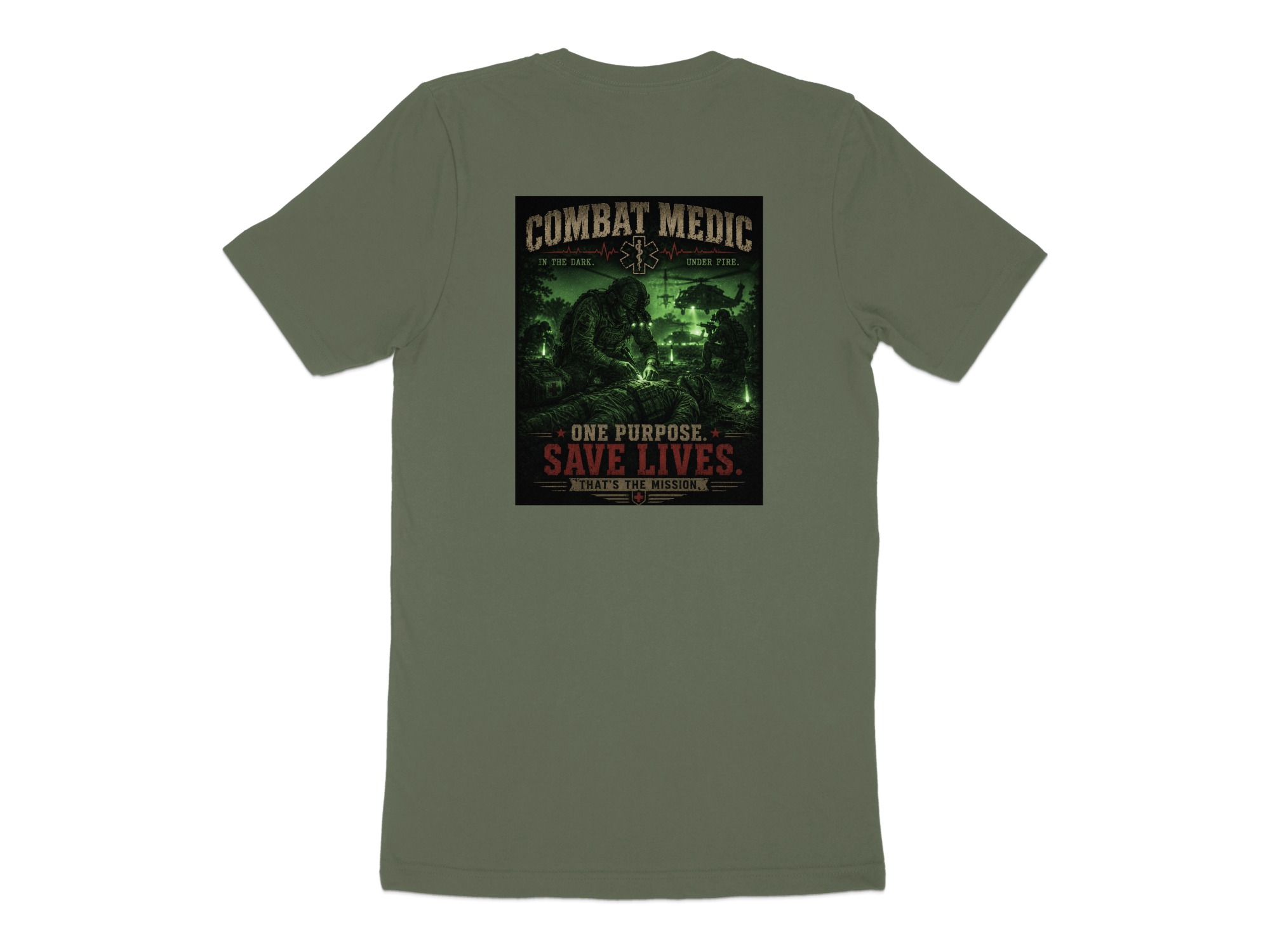 TITLE Combat Medic T-Shirt, One Purpose Save Lives, Army 68W Military Medic Shirt, Veteran Tactical Medical Gift, Star of Life Graphic Tee - Image 8