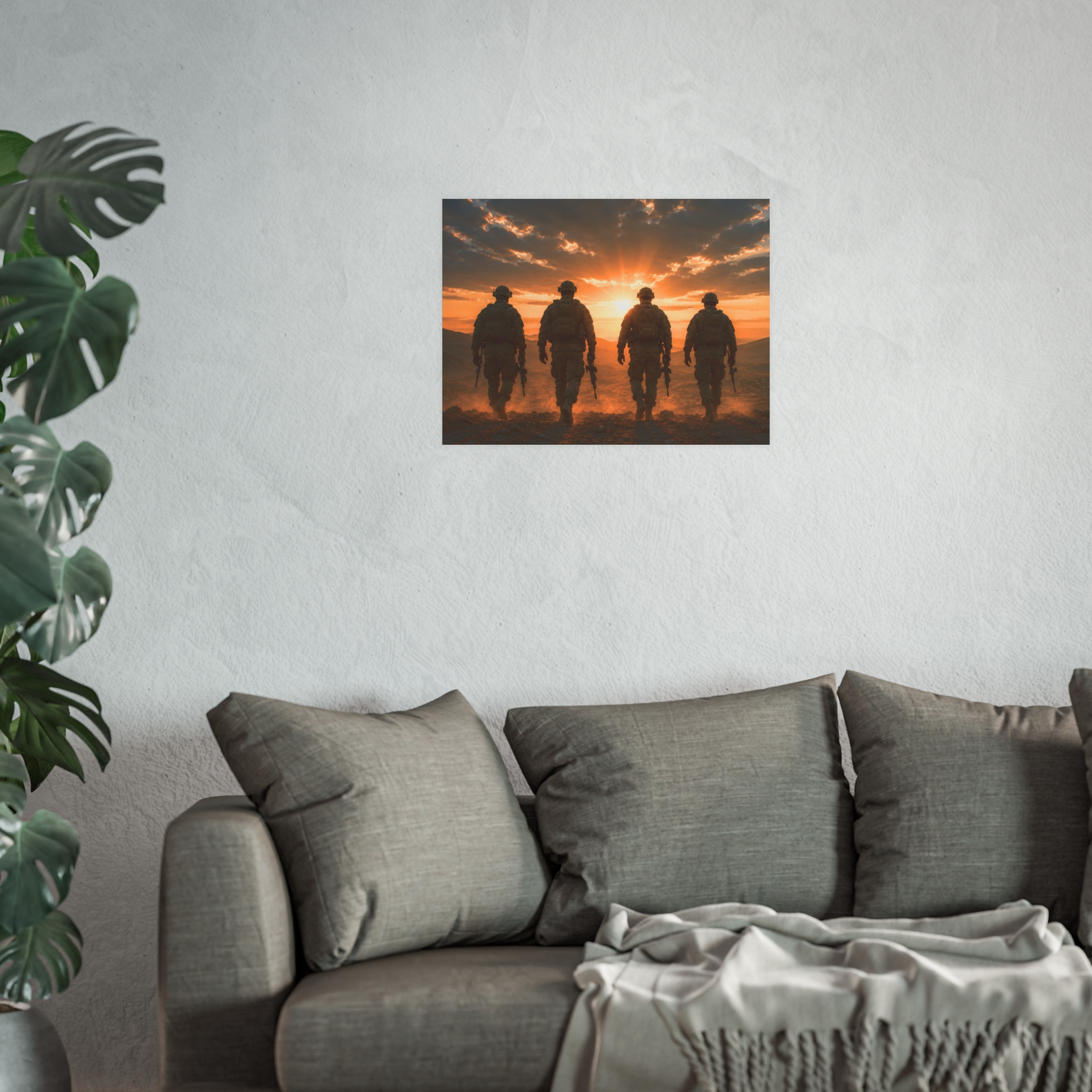 Heroic Soldiers Sunset Military Art Print Poster, Patriotic Armed Forces Wall Decor, Veteran Appreciation Gift, Warrior Spirit Home Decor - Image 3