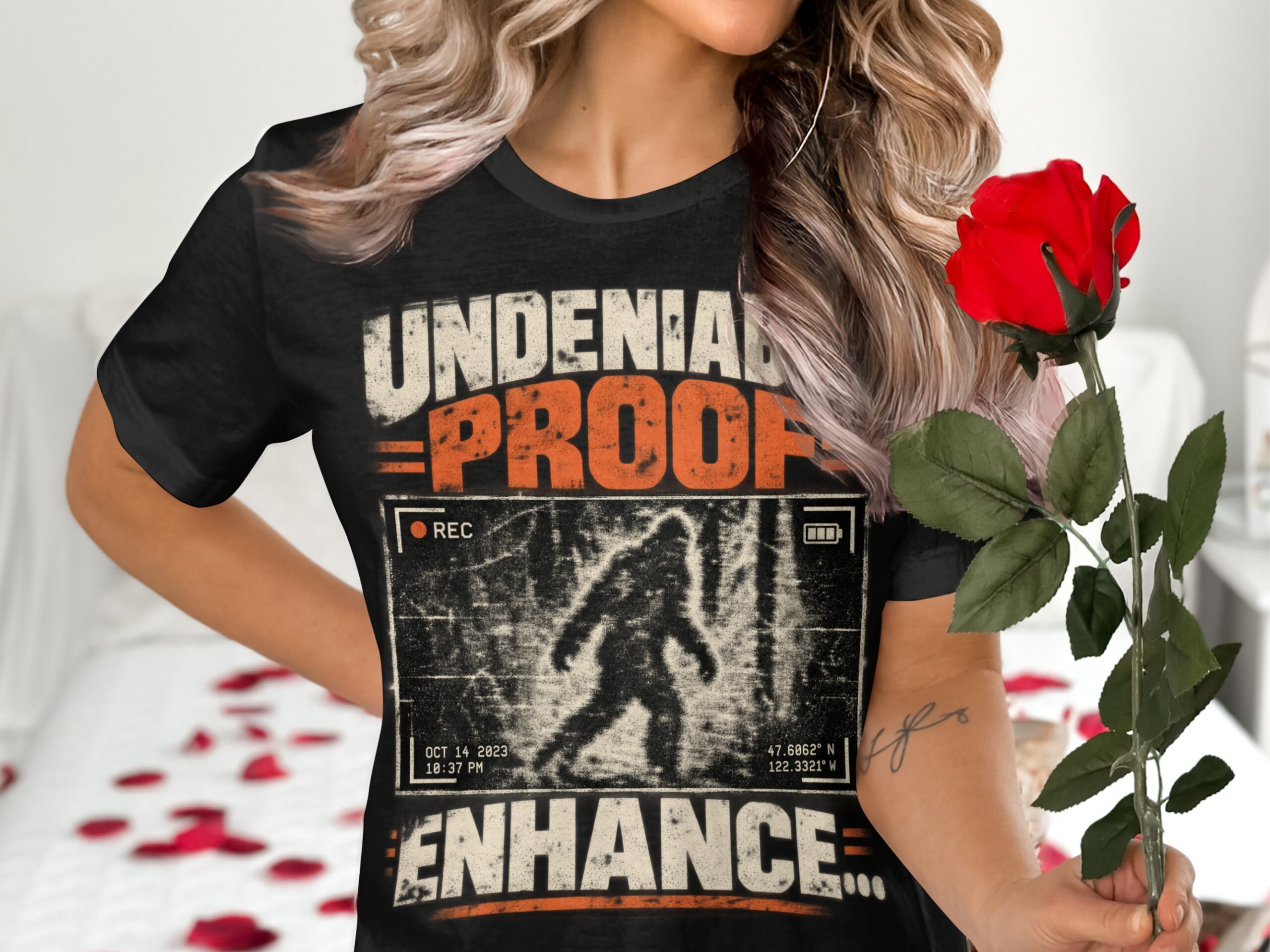Bigfoot Sasquatch T-Shirt, Funny Cryptid Graphic Tee, Undeniable Proof Vintage Hiking Shirt, Retro Paranormal Camping Gift for Men & Women - Image 5