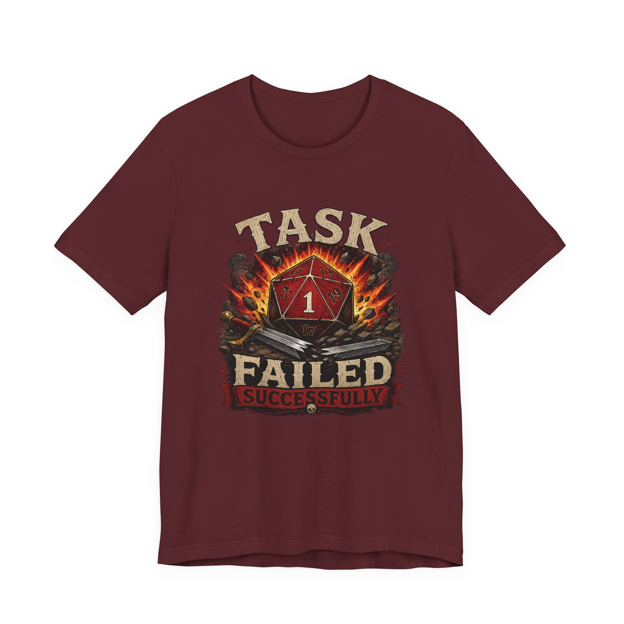 Task Failed Successfully Shirt | Nat 1 D20 Dice Shirt | Critical Fail RPG Humor | Funny DnD Gift | Dungeon Master Tabletop Gaming Tee - Image 9