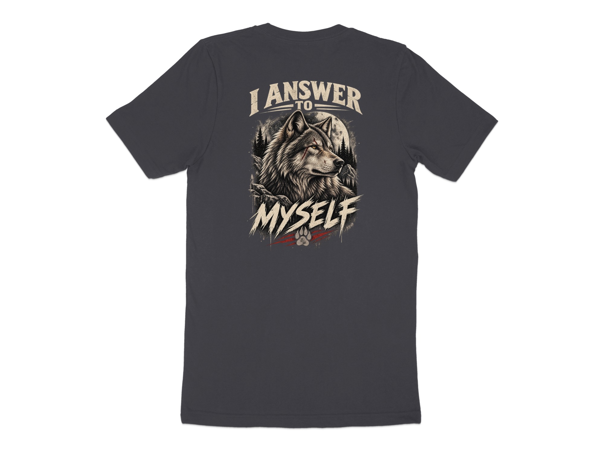 Nightwolf Fierce Wolf Graphic T-Shirt, Distressed Grunge Edgy Streetwear Tee, Hunter Wildlife Men's Gift Shirt - Image 5