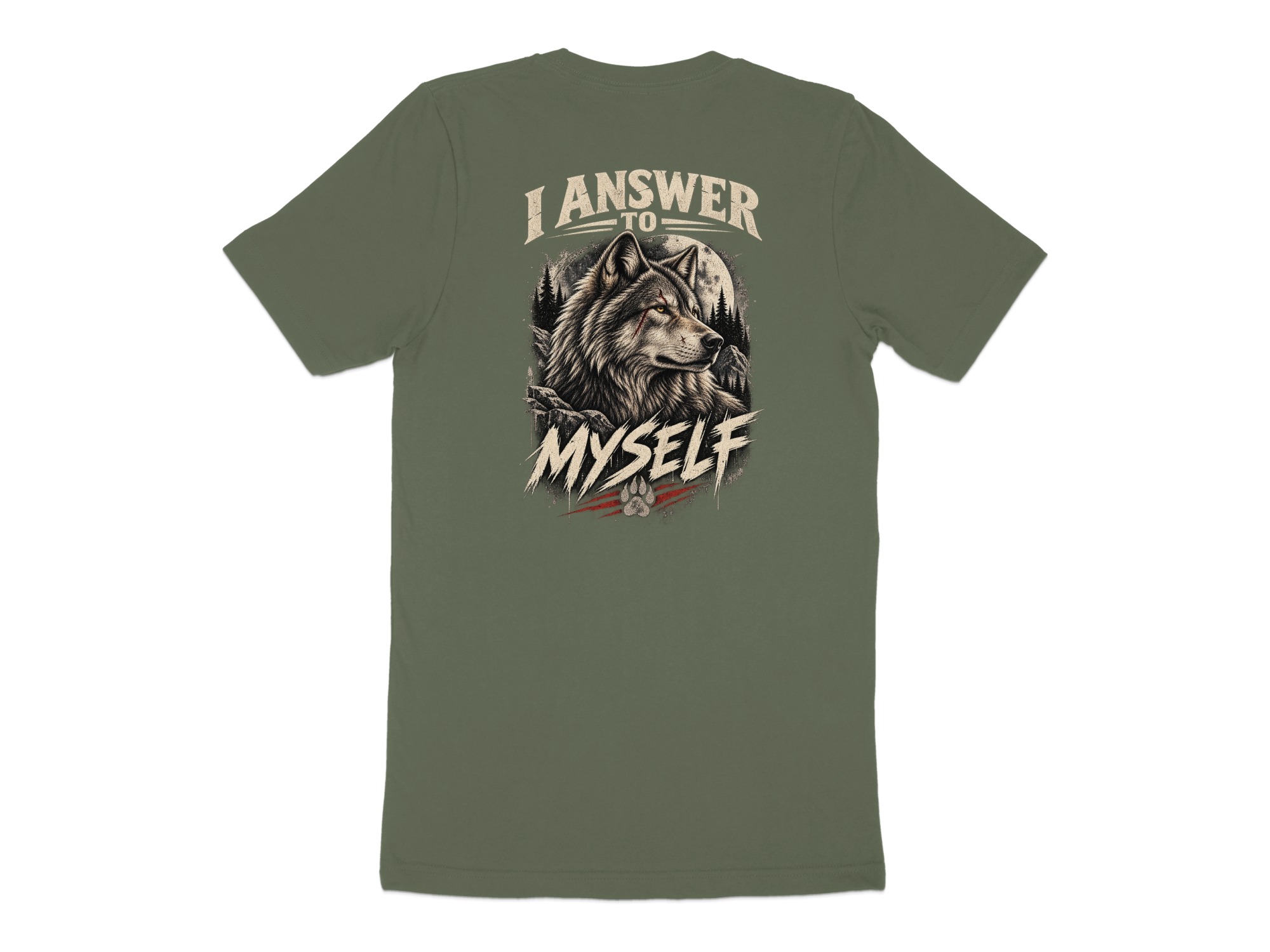 Nightwolf Fierce Wolf Graphic T-Shirt, Distressed Grunge Edgy Streetwear Tee, Hunter Wildlife Men's Gift Shirt - Image 6