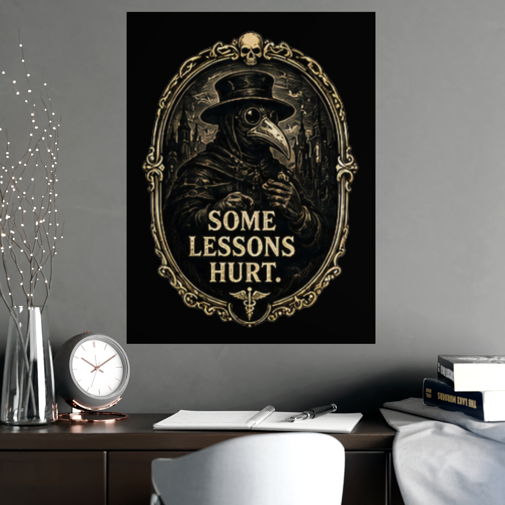 Macabre Plague Doctor Art Print, 'Some Lessons Hurt' Gothic Decor Poster, Dark Academia Vintage Medical Wall Art Gift - Image 2