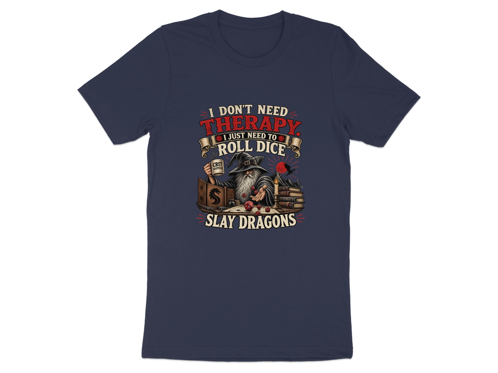D&D Therapy T-Shirt | Roll Dice Slay Dragons Shirt | Funny Gamer Gift | Dungeon Master RPG Tee | Fantasy Wizard Gaming Apparel - Image 2