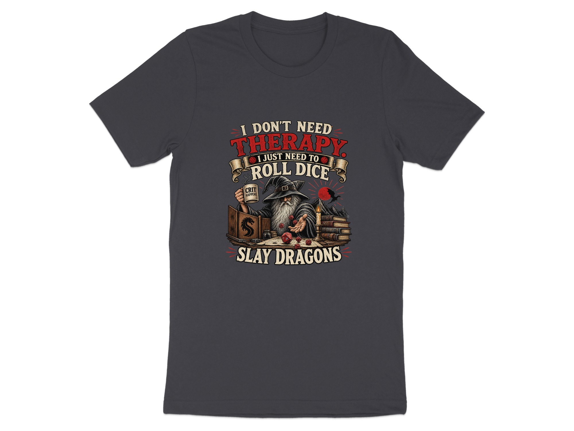 D&D Therapy T-Shirt | Roll Dice Slay Dragons Shirt | Funny Gamer Gift | Dungeon Master RPG Tee | Fantasy Wizard Gaming Apparel - Image 3