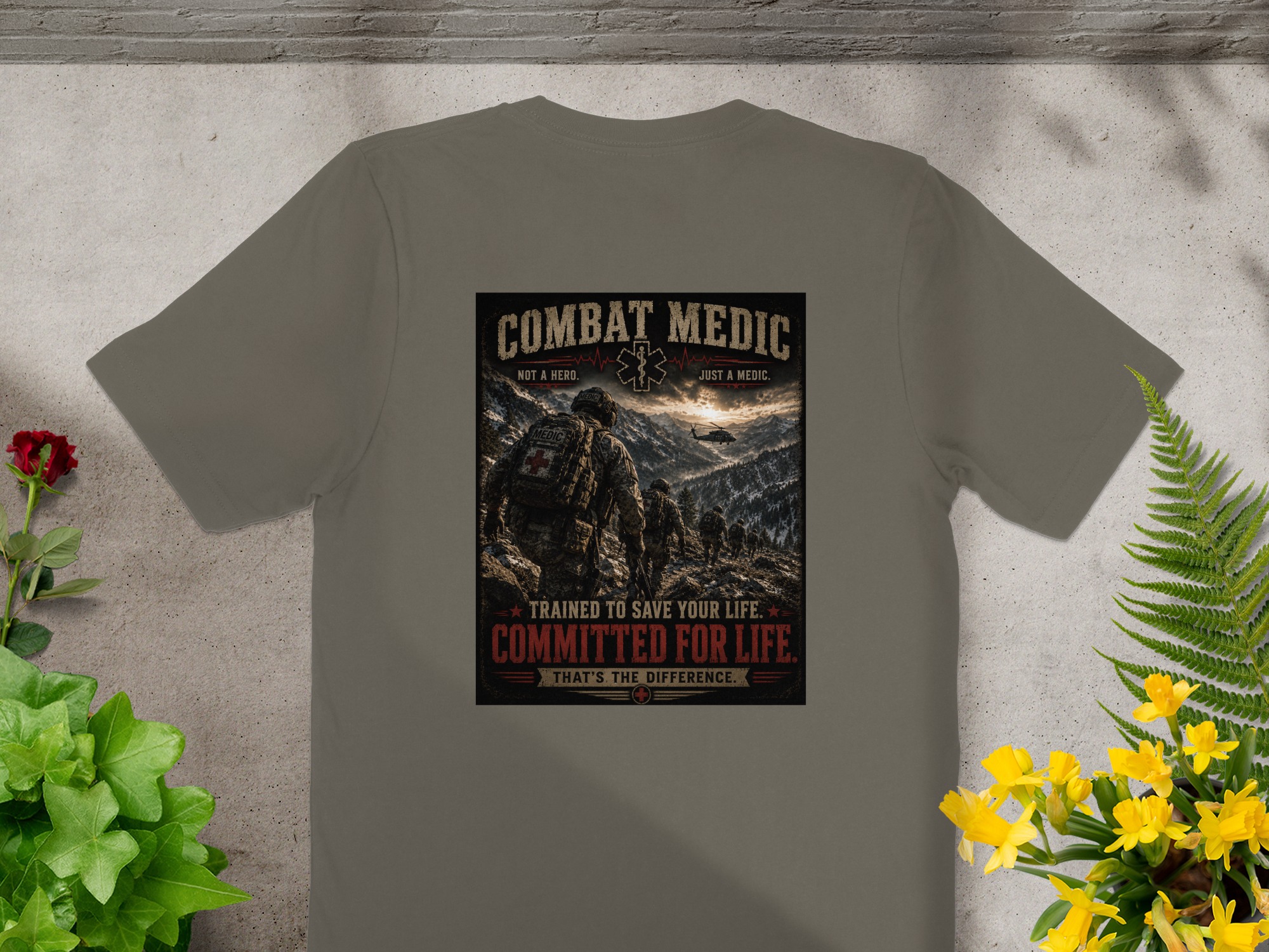 TITLE Combat Medic T-Shirt, Committed for Life, Army 68W Military Medic Shirt, Veteran Tactical Medical Gift, Star of Life Graphic Tee - Image 10