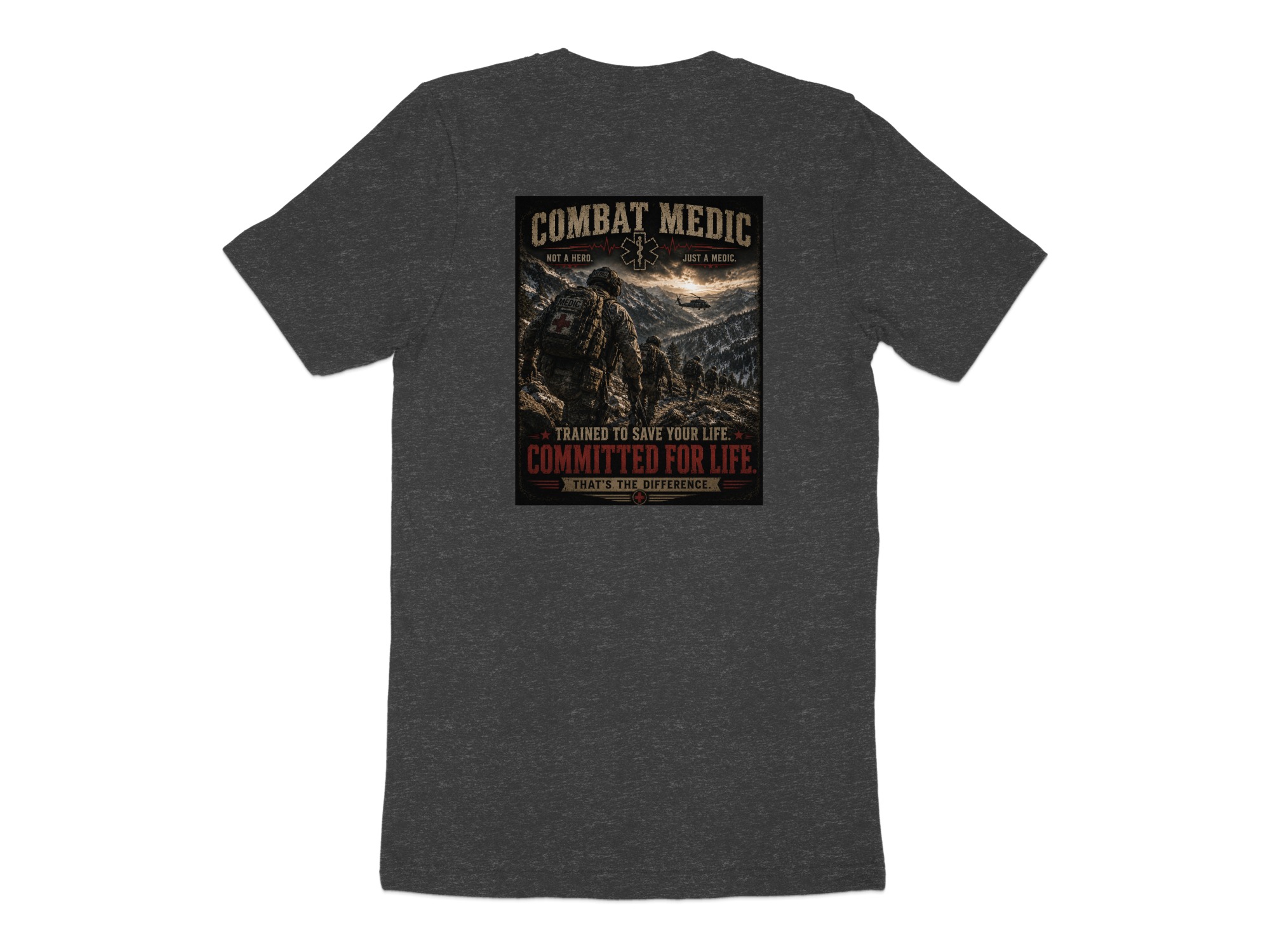 TITLE Combat Medic T-Shirt, Committed for Life, Army 68W Military Medic Shirt, Veteran Tactical Medical Gift, Star of Life Graphic Tee - Image 12
