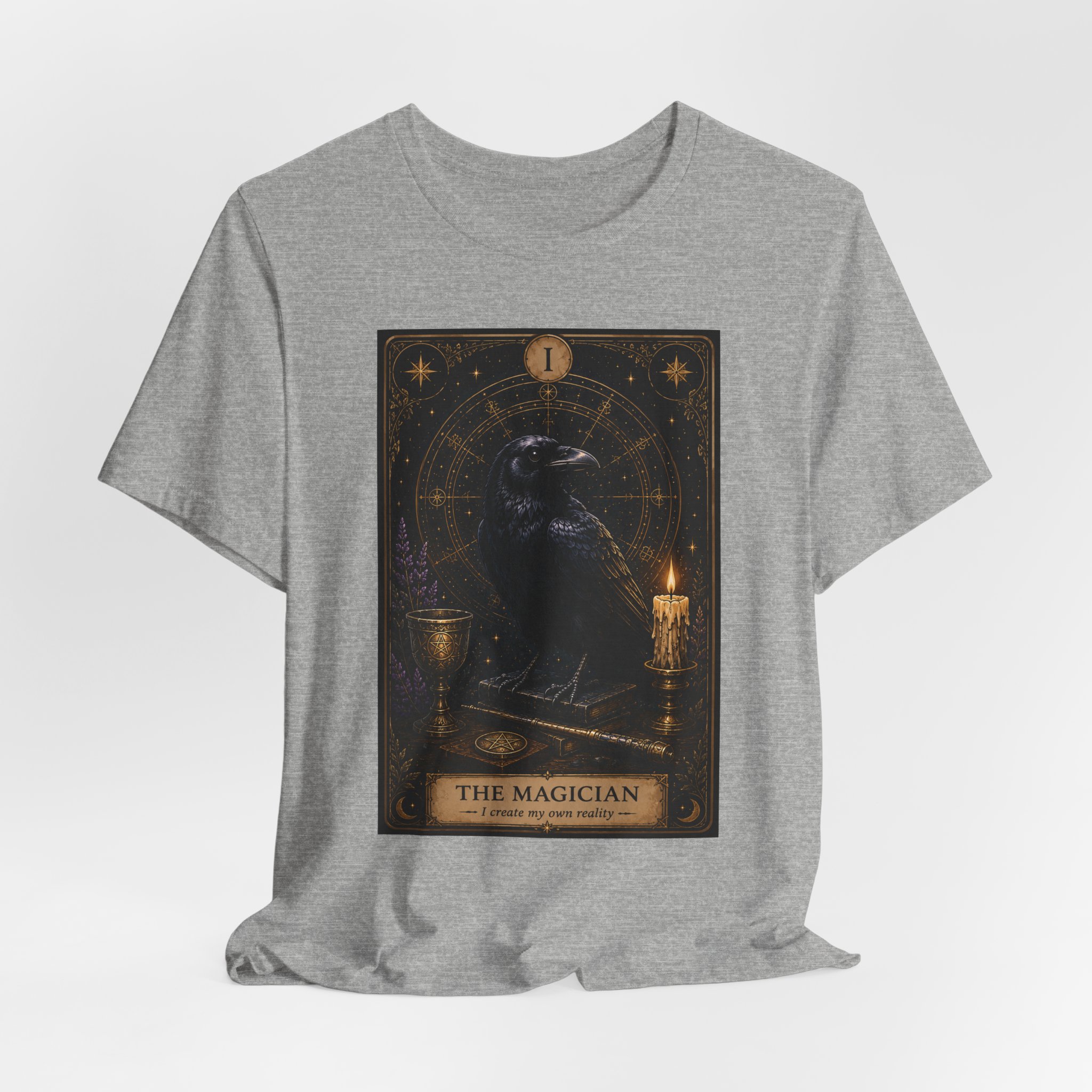 The Magician Tarot Crow T-Shirt | Occult Tarot Card Illustration - Image 4