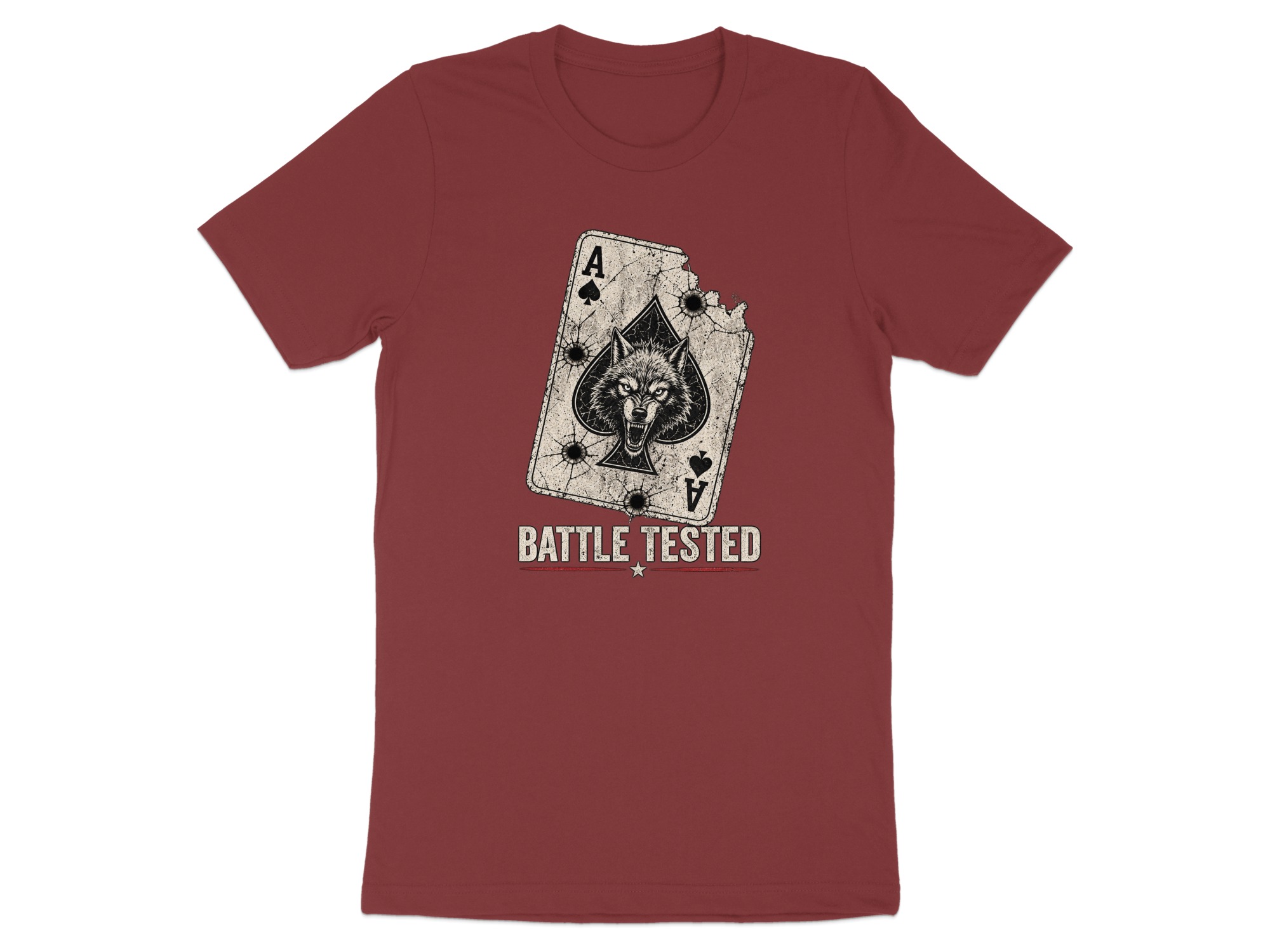 Battle Tested Wolf Ace of Spades T-Shirt, Distressed Grunge Tactical Biker Graphic Tee, Edgy Streetwear Gift For Him Poker Card - Image 19