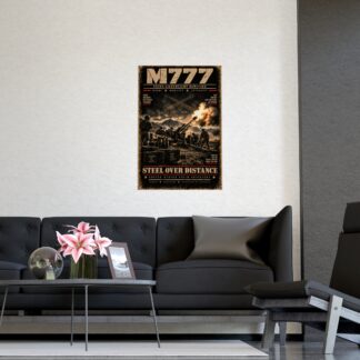 M777 Howitzer Poster Military Wall Art, Field Artillery King of Battle Print, Vintage Tactical Man Cave Decor, Veteran Gift for Soldier