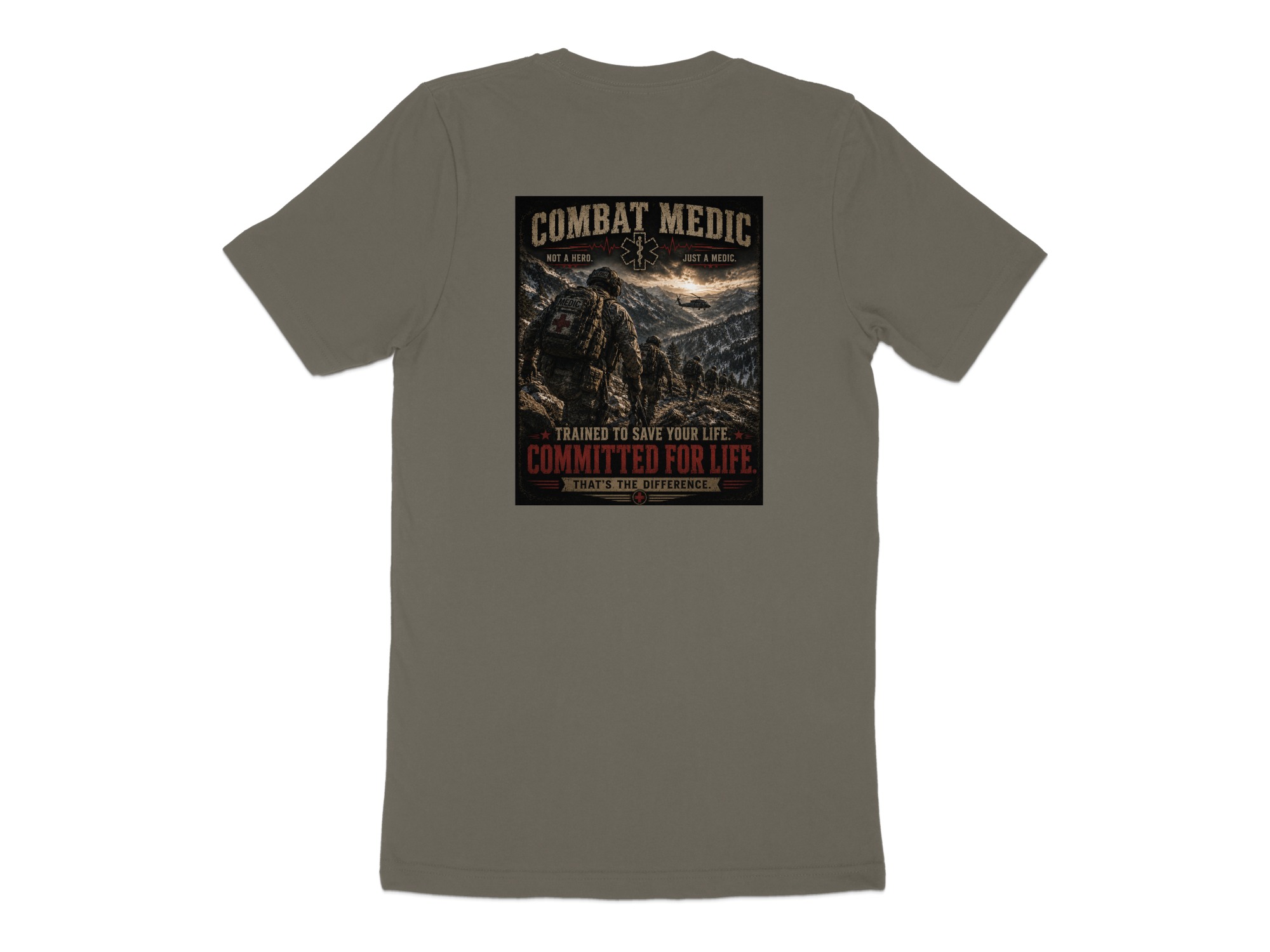 TITLE Combat Medic T-Shirt, Committed for Life, Army 68W Military Medic Shirt, Veteran Tactical Medical Gift, Star of Life Graphic Tee - Image 11