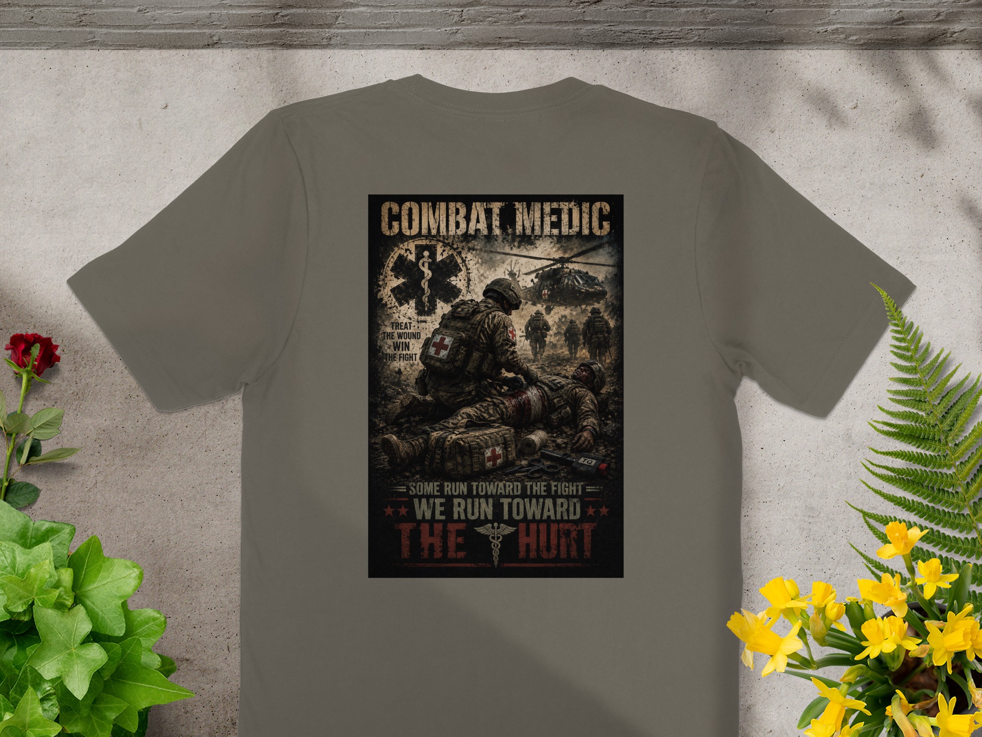 TITLE Combat Medic T-Shirt, We Run Toward the Hurt, Army 68W Military Medic Shirt, Veteran Tactical Medical Gift, Star of Life Graphic Tee - Image 10