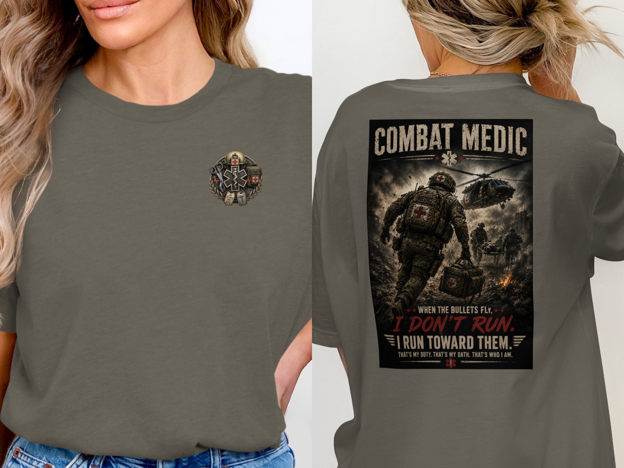 Combat Medic T-Shirt, If I Don't Run Toward Them, Army 68W Medic Tee, Veteran Tactical Medical Gift - Image 14