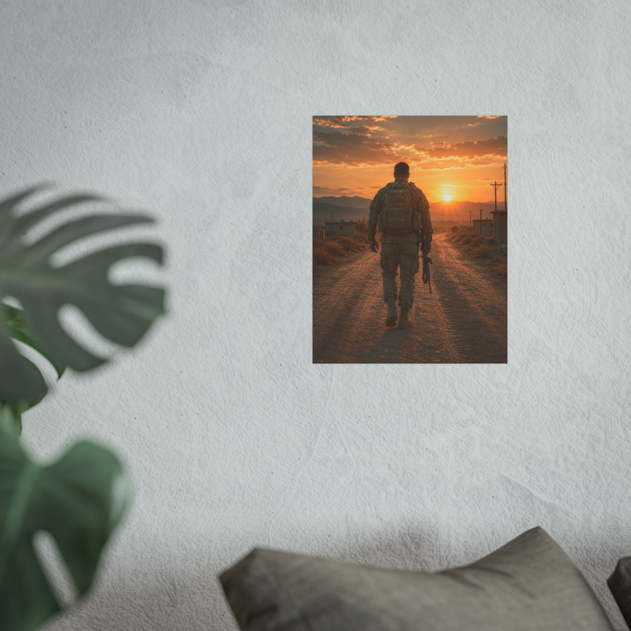 Military Soldier Sunset Art Print Poster - Patriotic Veteran Wall Decor, Army Hero Gift, Military Family Tribute Home Decor