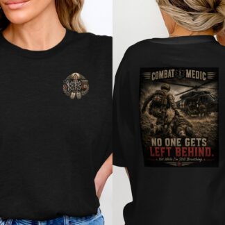 TITLE Combat Medic T-Shirt, No One Gets Left Behind, Army 68W Military Medic Shirt, Veteran Tactical Medical Gift, Star of Life Graphic Tee