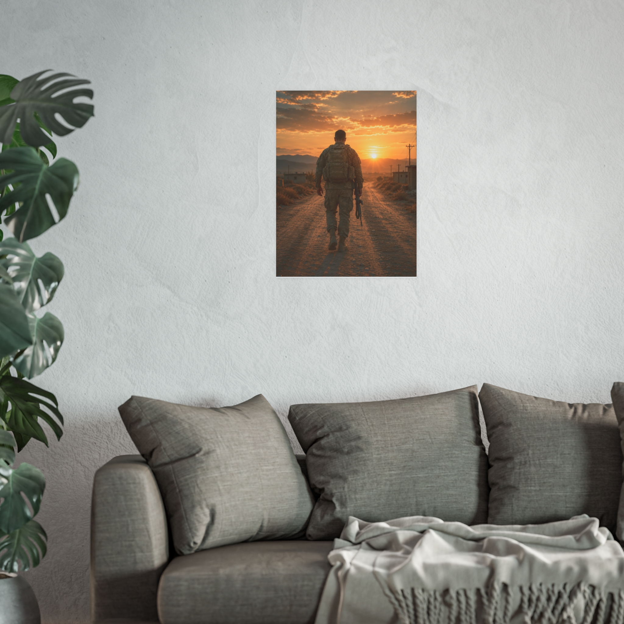 Military Soldier Sunset Art Print Poster - Patriotic Veteran Wall Decor, Army Hero Gift, Military Family Tribute Home Decor - Image 3