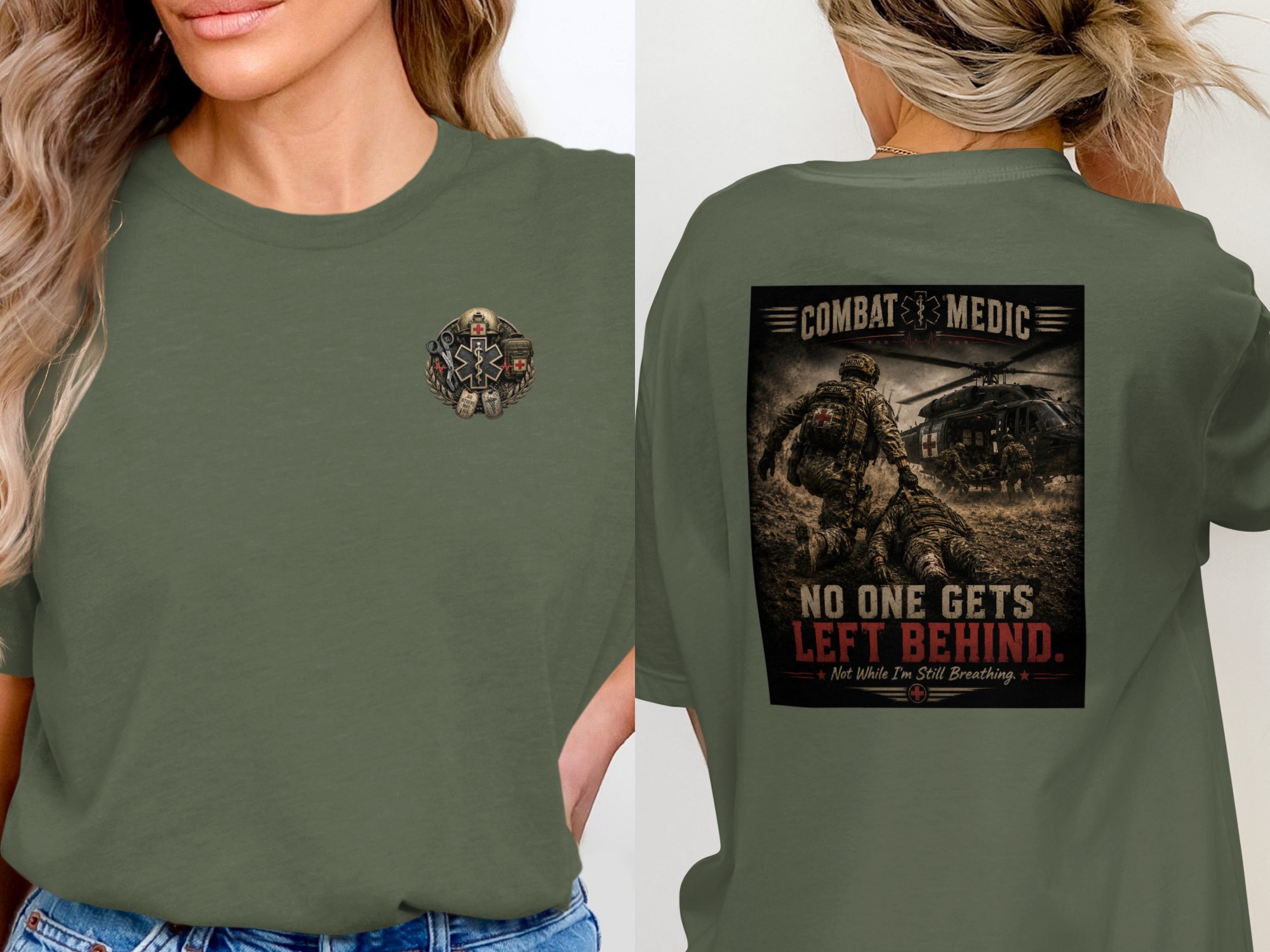 TITLE Combat Medic T-Shirt, No One Gets Left Behind, Army 68W Military Medic Shirt, Veteran Tactical Medical Gift, Star of Life Graphic Tee - Image 13