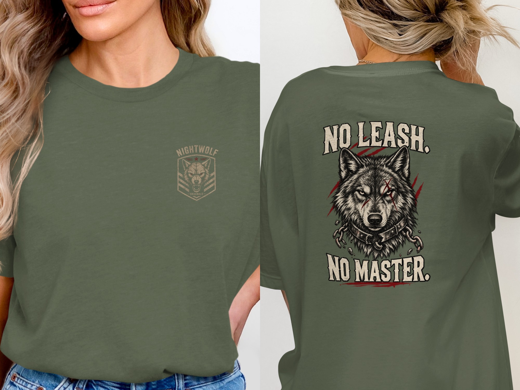 Nightwolf T-Shirt, Distressed Wolf Graphic Tee, Rugged Men's Vintage Style Wildlife Animal Lover Gift Shirt - Image 12