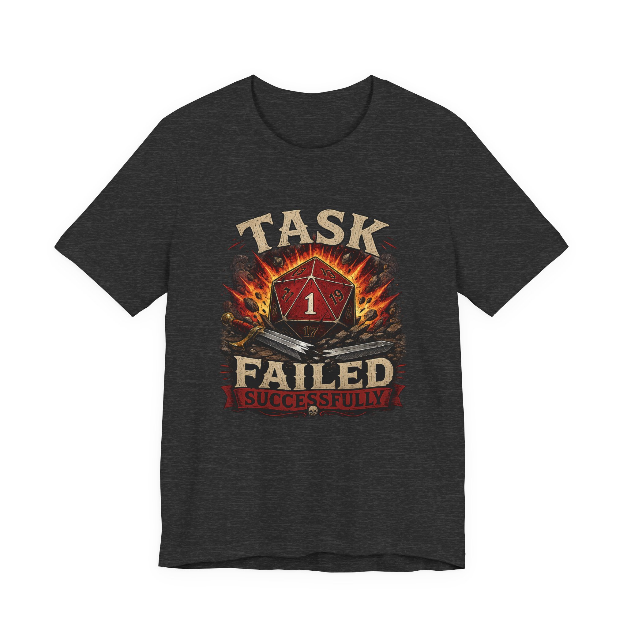 Task Failed Successfully Shirt | Nat 1 D20 Dice Shirt | Critical Fail RPG Humor | Funny DnD Gift | Dungeon Master Tabletop Gaming Tee - Image 8