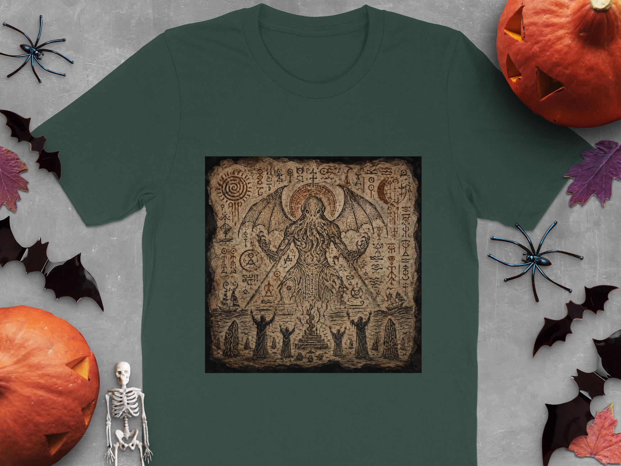 Lovecraftian Cthulhu Summoning Ritual T-Shirt, Eldritch Horror Occult Art Tee, Dark Academia Goth Mythos Fantasy Apparel Gift - Image 6
