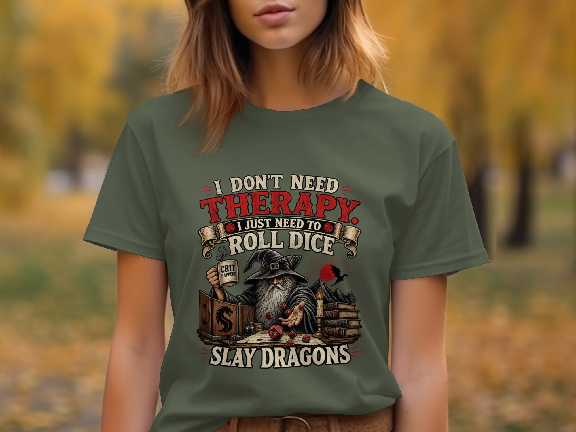 D&D Therapy T-Shirt | Roll Dice Slay Dragons Shirt | Funny Gamer Gift | Dungeon Master RPG Tee | Fantasy Wizard Gaming Apparel - Image 8