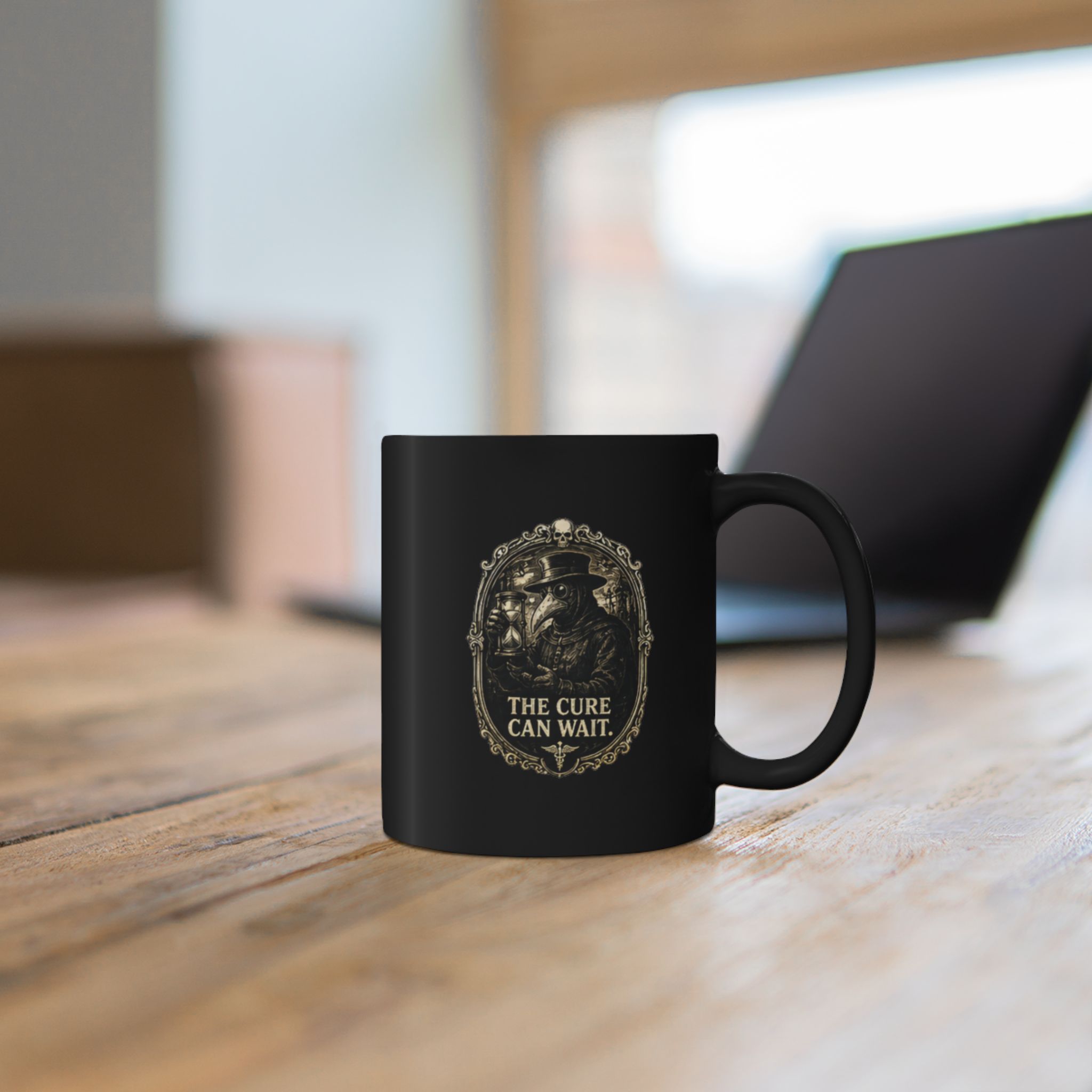 Gothic Plague Doctor Mug 'The Cure Can Wait' | Dark Academia History Coffee Cup, Macabre Medical Gift, Steampunk Art Tea Mug - Image 9