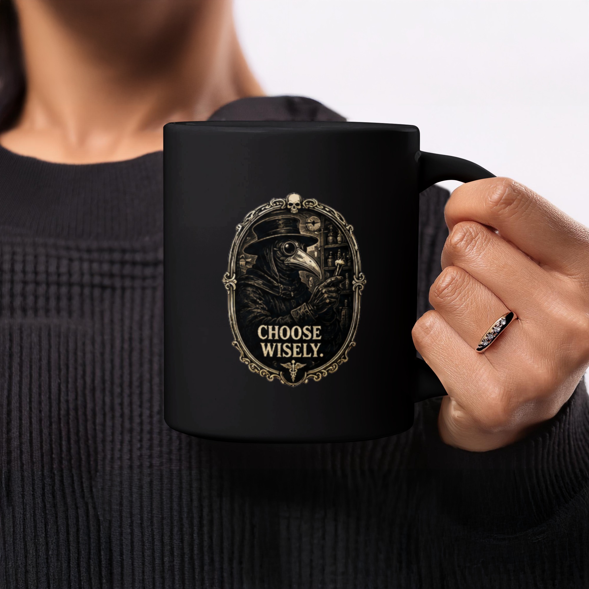 Plague Doctor Mug | Choose Wisely Coffee Cup | Dark Academia Gift | Gothic Drinkware | Spooky Halloween Mug - Image 2