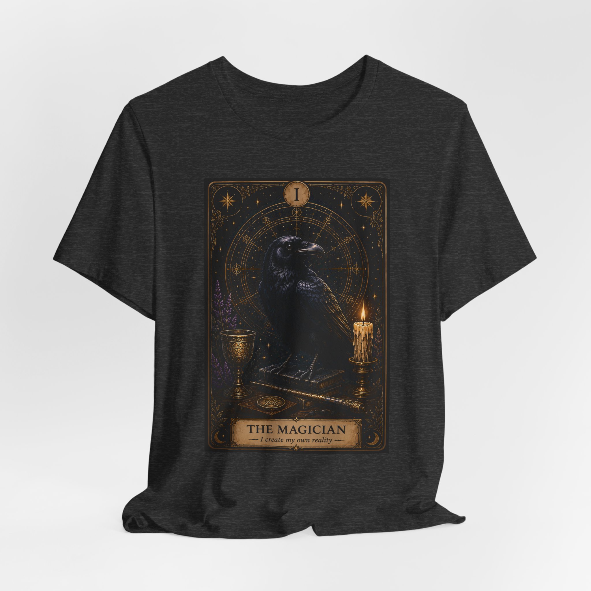 The Magician Tarot Crow T-Shirt | Occult Tarot Card Illustration - Image 2