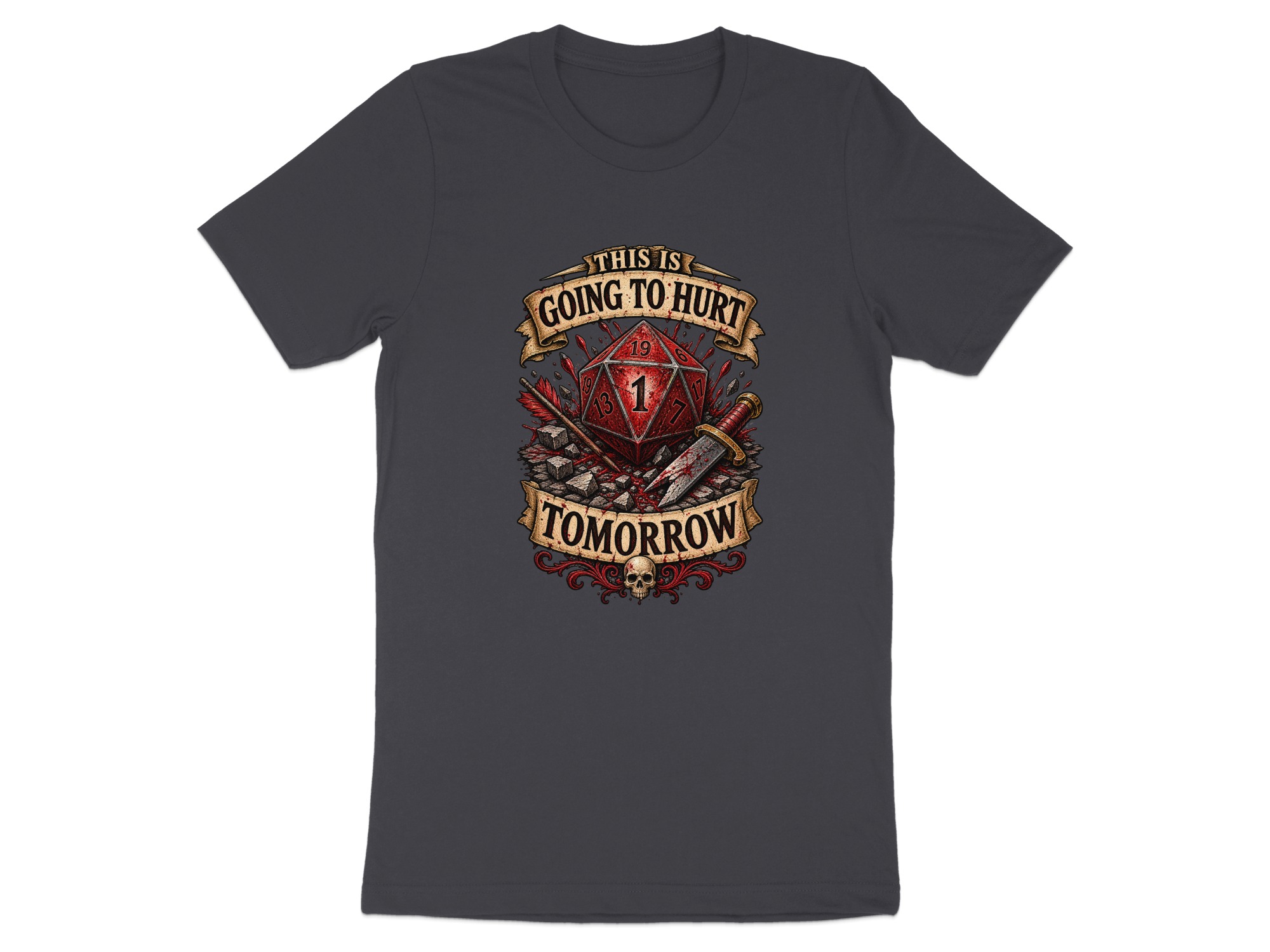 Funny DnD Fail D20 T-Shirt, This is Going to Hurt Tomorrow Shirt, Critical Fail RPG Gamer Gift, Dungeon Master Tee - Image 3