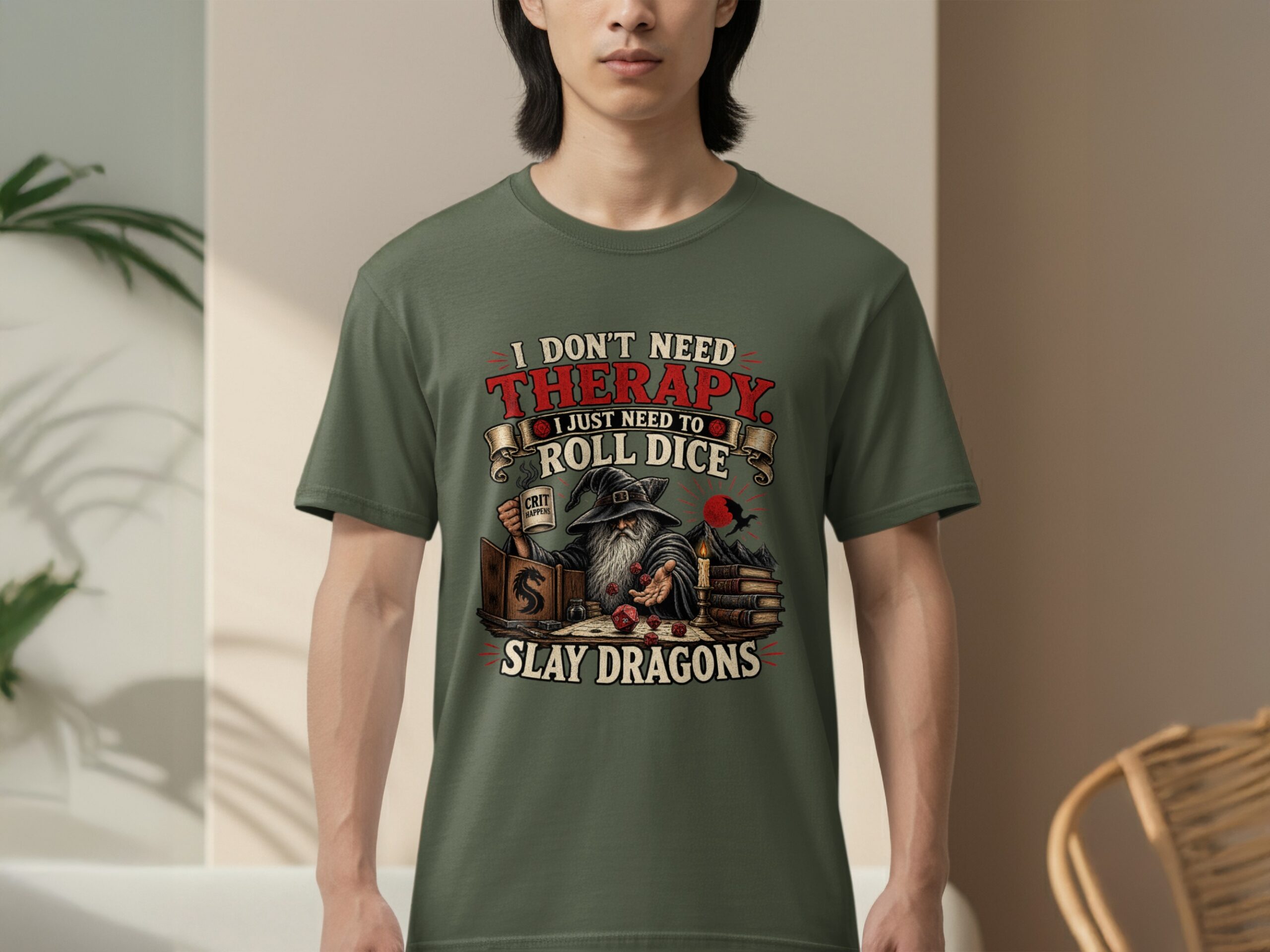 D&D Therapy T-Shirt | Roll Dice Slay Dragons Shirt | Funny Gamer Gift | Dungeon Master RPG Tee | Fantasy Wizard Gaming Apparel - Image 12