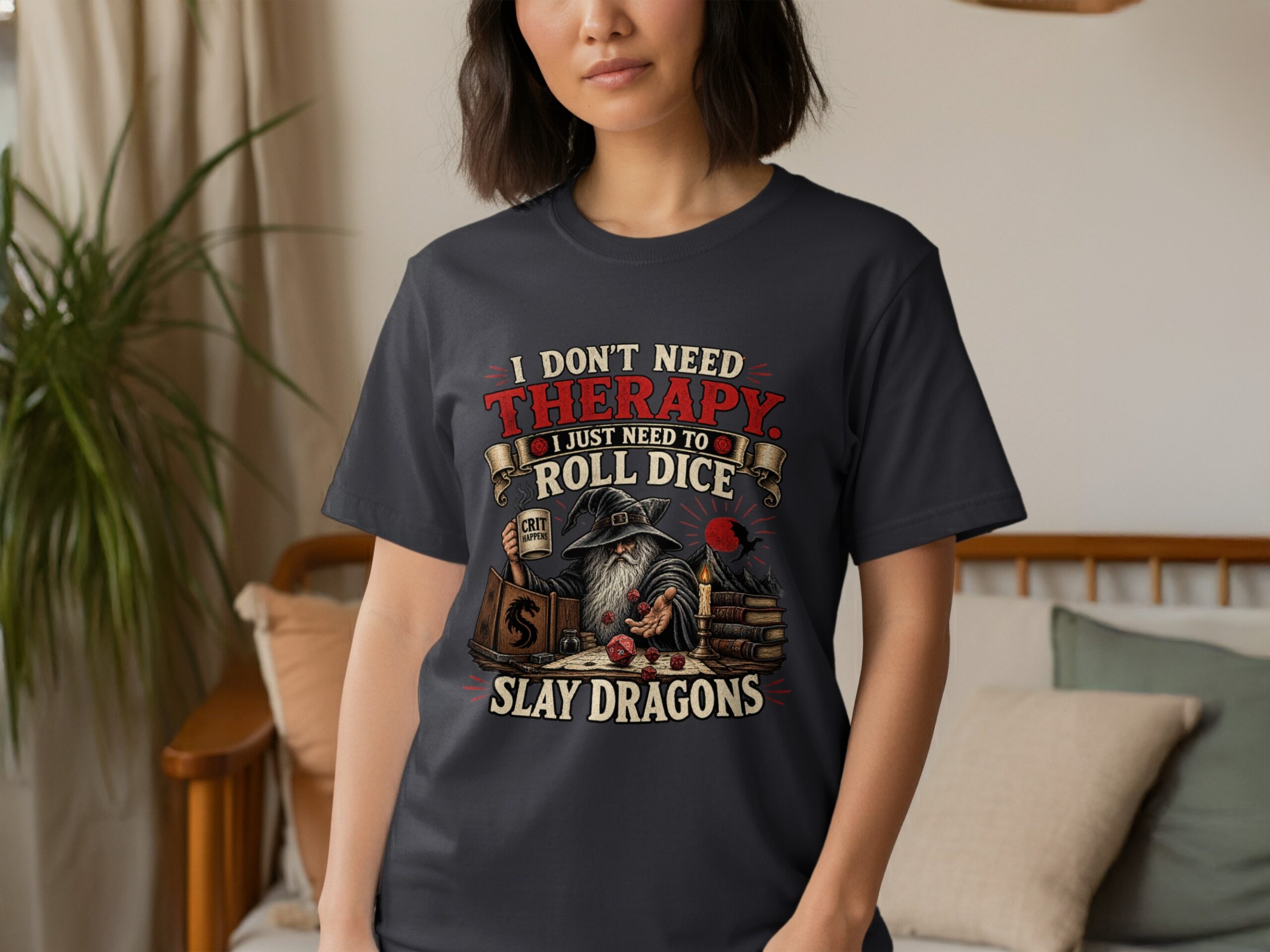 D&D Therapy T-Shirt | Roll Dice Slay Dragons Shirt | Funny Gamer Gift | Dungeon Master RPG Tee | Fantasy Wizard Gaming Apparel - Image 13