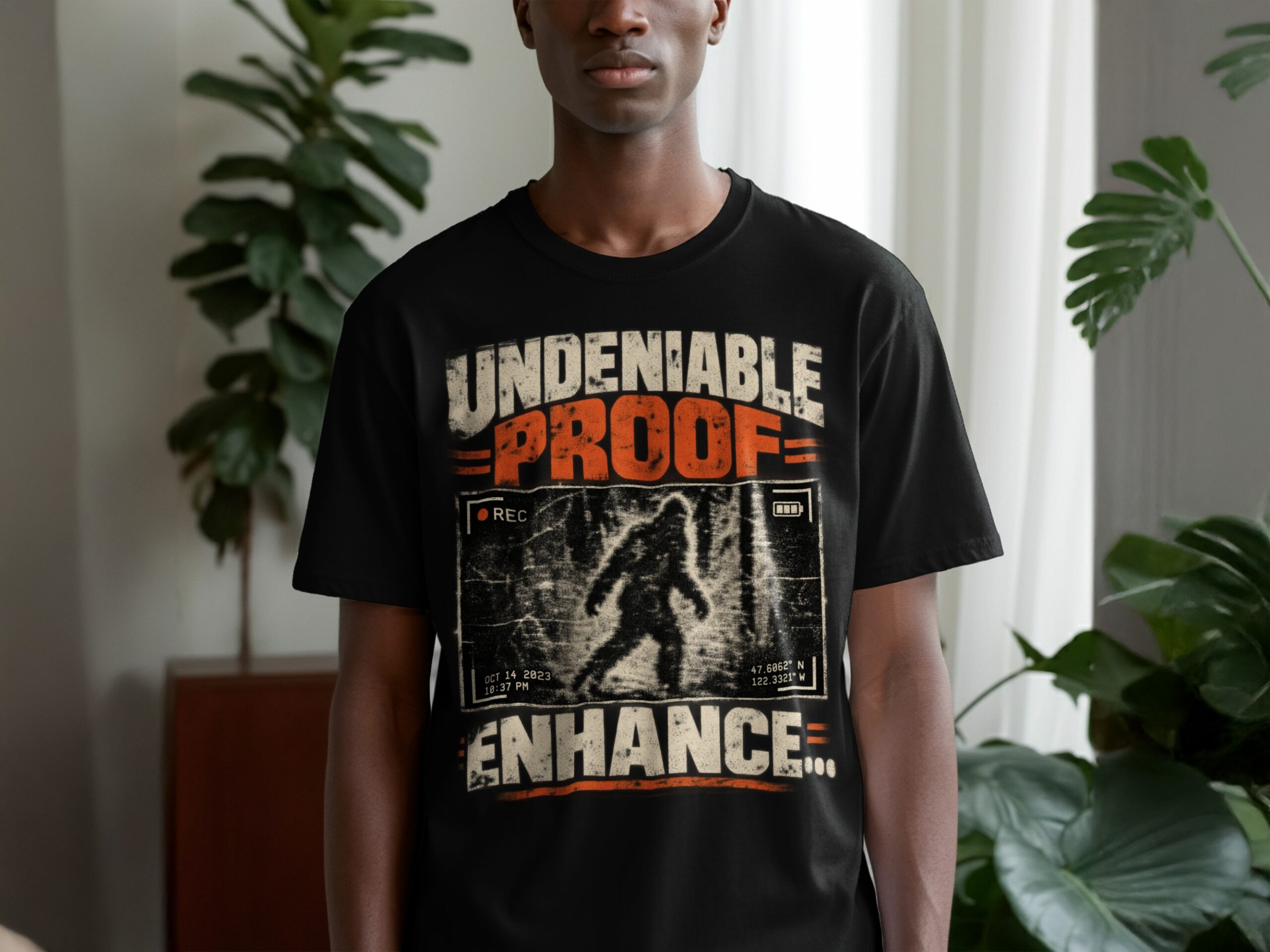 Bigfoot Sasquatch T-Shirt, Funny Cryptid Graphic Tee, Undeniable Proof Vintage Hiking Shirt, Retro Paranormal Camping Gift for Men & Women - Image 9