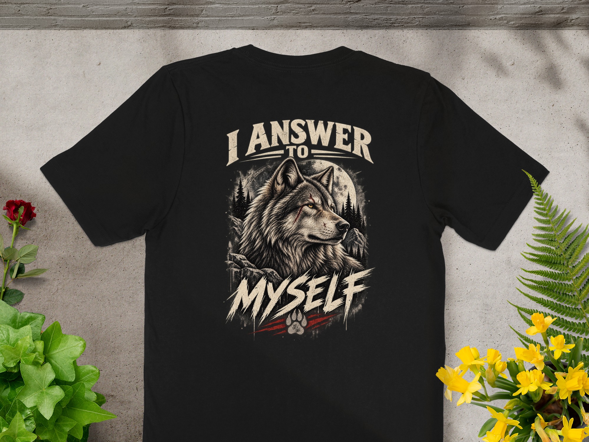 Nightwolf Fierce Wolf Graphic T-Shirt, Distressed Grunge Edgy Streetwear Tee, Hunter Wildlife Men's Gift Shirt - Image 15
