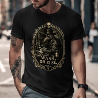 Plague Doctor Wash Or Else T-shirt | Vintage Gothic Dark Academia Tee | Funny Medical Halloween Shirt | History Lover Gift