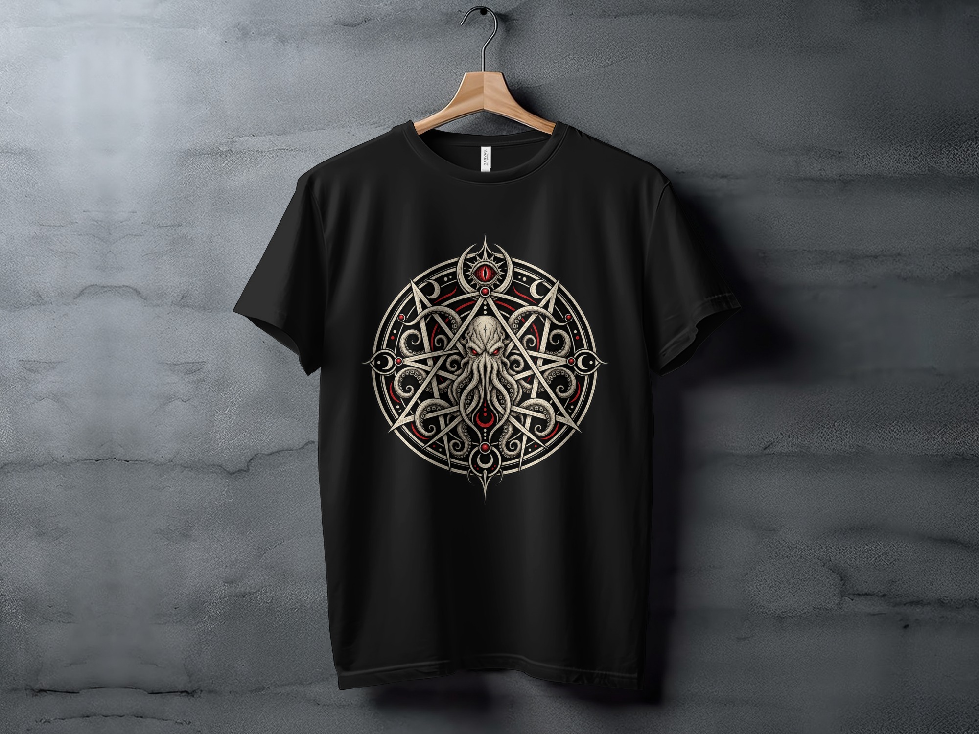 Lovecraftian Cthulhu Pentagram T-Shirt, Eldritch Horror Eye Gothic Occult Graphic Tee for Dark Academia Fans & Fantasy Fan Gift - Image 18