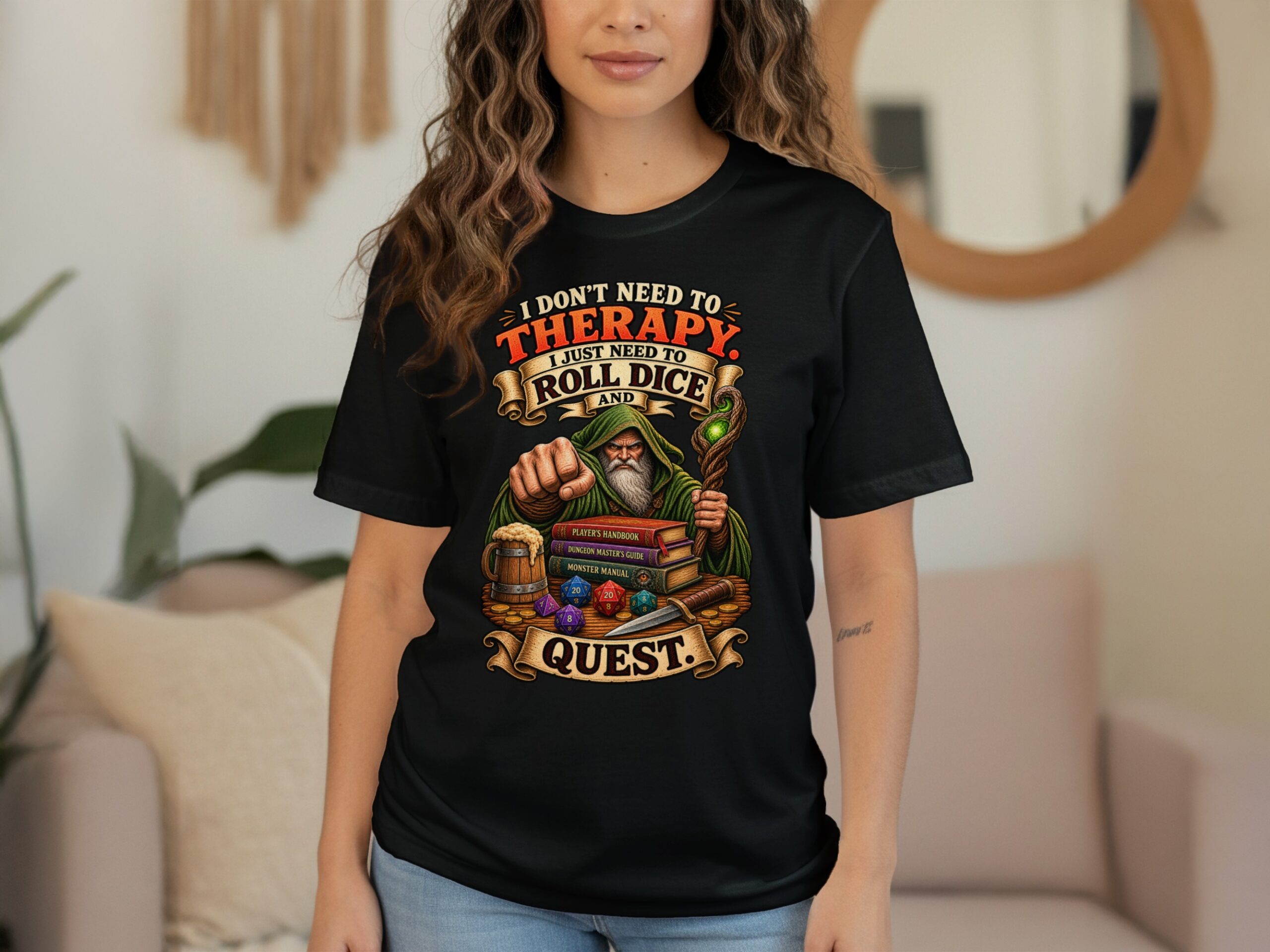 Roll Dice Quest Dungeons Dragons T-Shirt, Funny RPG Gaming Tee, Dungeon Master Gift, Fantasy Wizard Gamer Apparel - Image 11