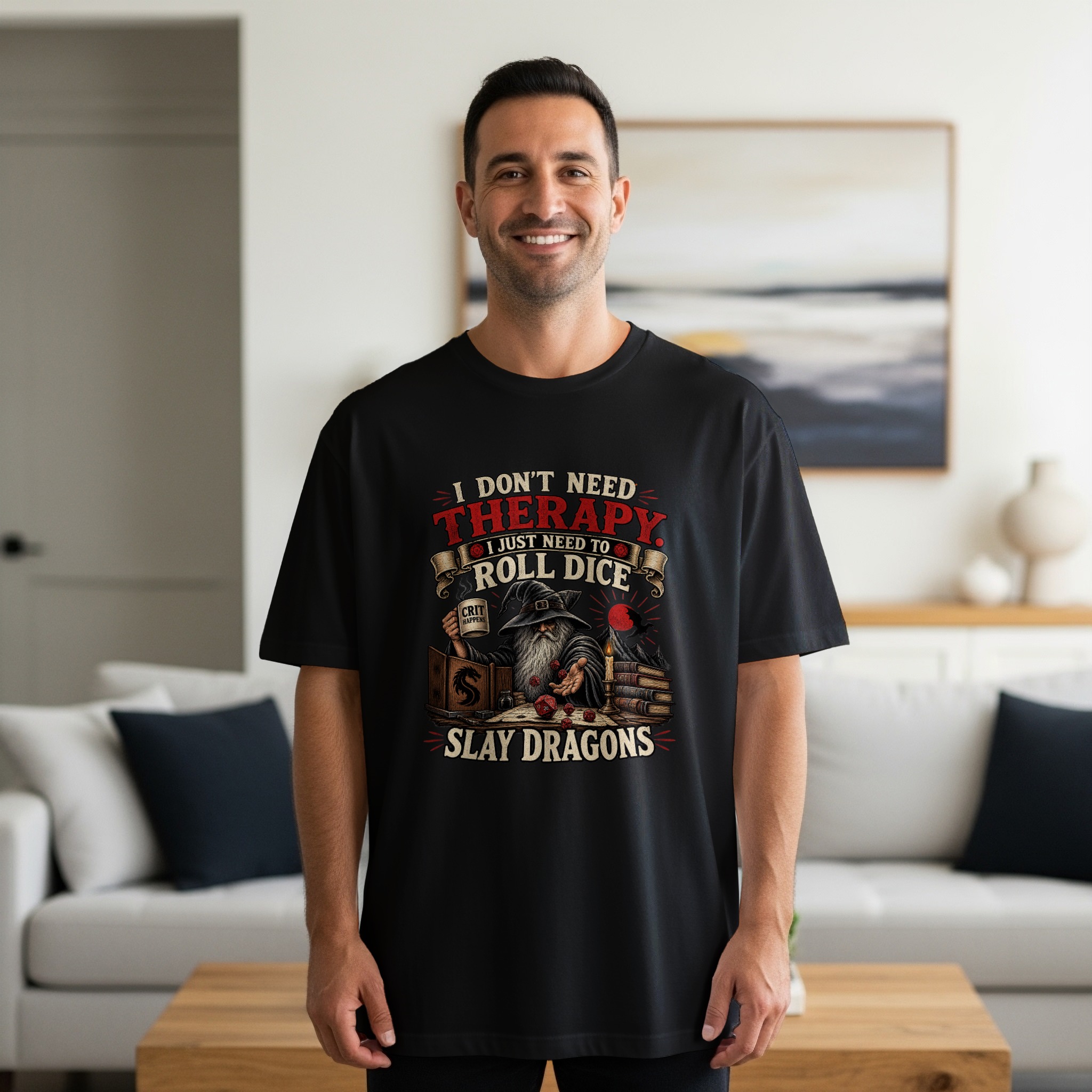 D&D Therapy T-Shirt | Roll Dice Slay Dragons Shirt | Funny Gamer Gift | Dungeon Master RPG Tee | Fantasy Wizard Gaming Apparel - Image 15