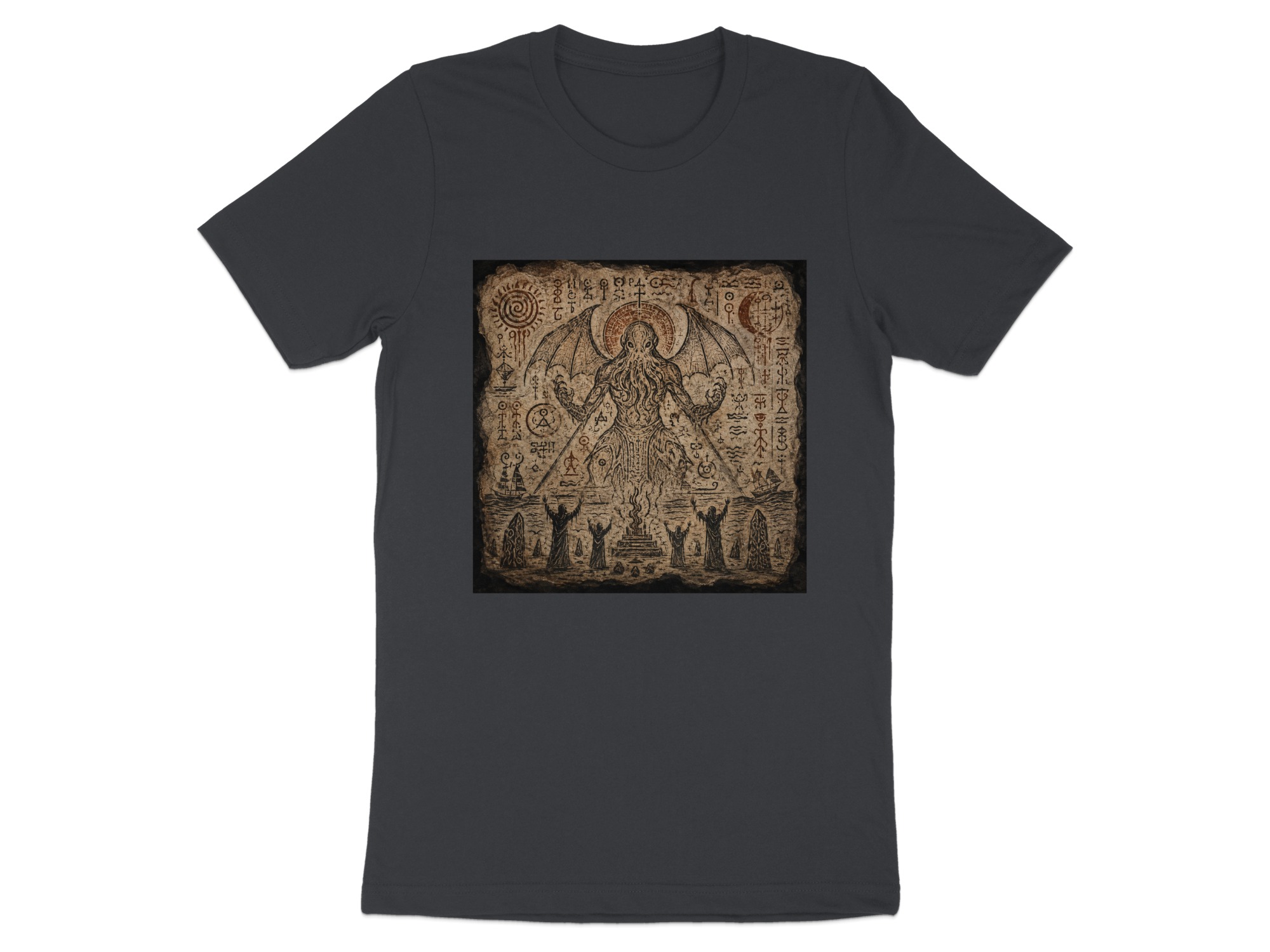 Lovecraftian Cthulhu Summoning Ritual T-Shirt, Eldritch Horror Occult Art Tee, Dark Academia Goth Mythos Fantasy Apparel Gift - Image 4