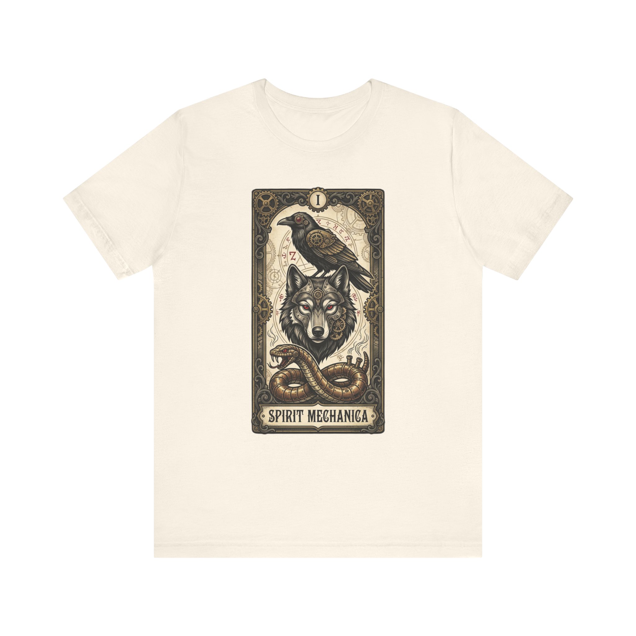 Spirit Mechanica Shirt | Steampunk Wolf Raven Tee | Dark Fantasy Animal Art | Gothic Tarot Inspired Shirt | Wolf Lover Gift - Image 7