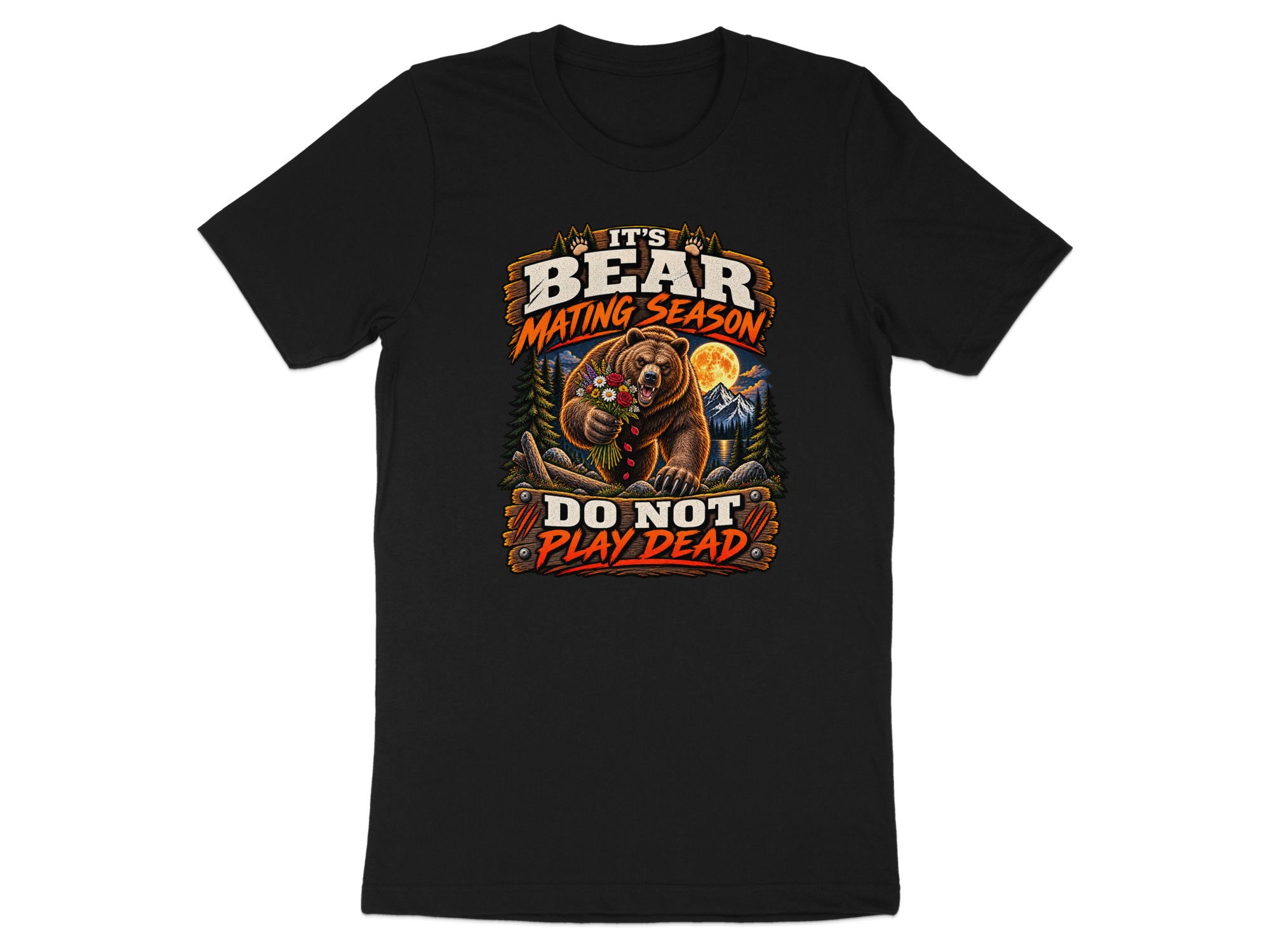 Bear Mating Season T-Shirt, Funny Camping Shirt, Do Not Play Dead Sarcastic Outdoor Hiking Graphic Tee, Humorous Nature Wilderness Gag Gift