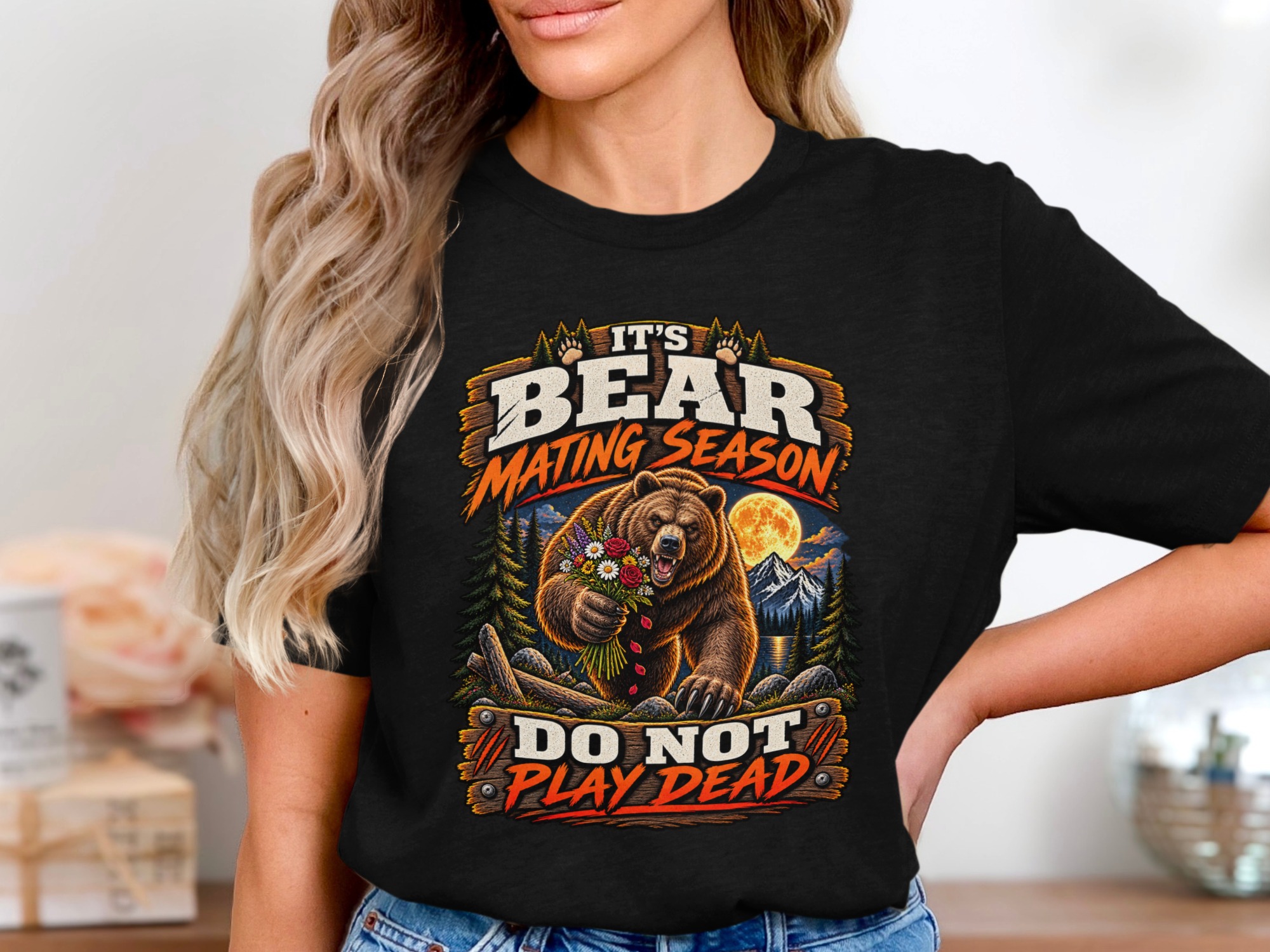 Bear Mating Season T-Shirt, Funny Camping Shirt, Do Not Play Dead Sarcastic Outdoor Hiking Graphic Tee, Humorous Nature Wilderness Gag Gift - Image 3