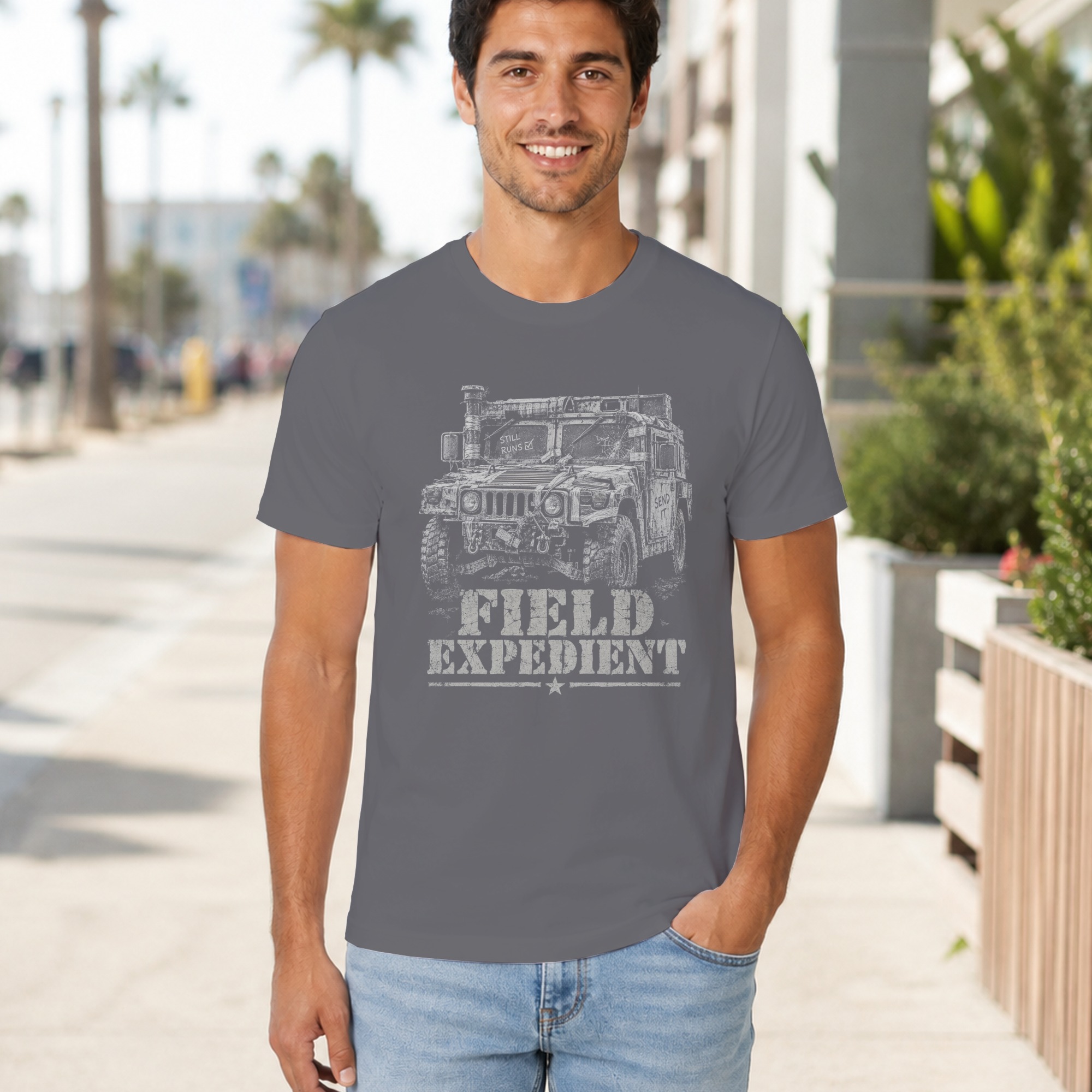 Field Expedient T-Shirt, Vintage Military 4x4 Truck Graphic Tee, Rugged Off Road Overlanding Shirt, Tactical Outdoor Vehicle Gift for Him - Image 8