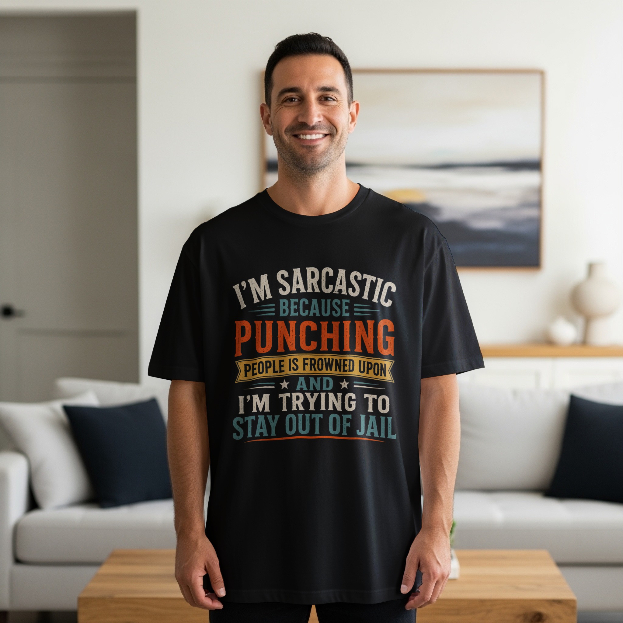 Funny Sarcastic T-Shirt, Im Sarcastic Punching People Retro Graphic Tee, Witty Sarcasm Humor Shirt, Snarky Saying Gag Gift for Men and Women - Image 6