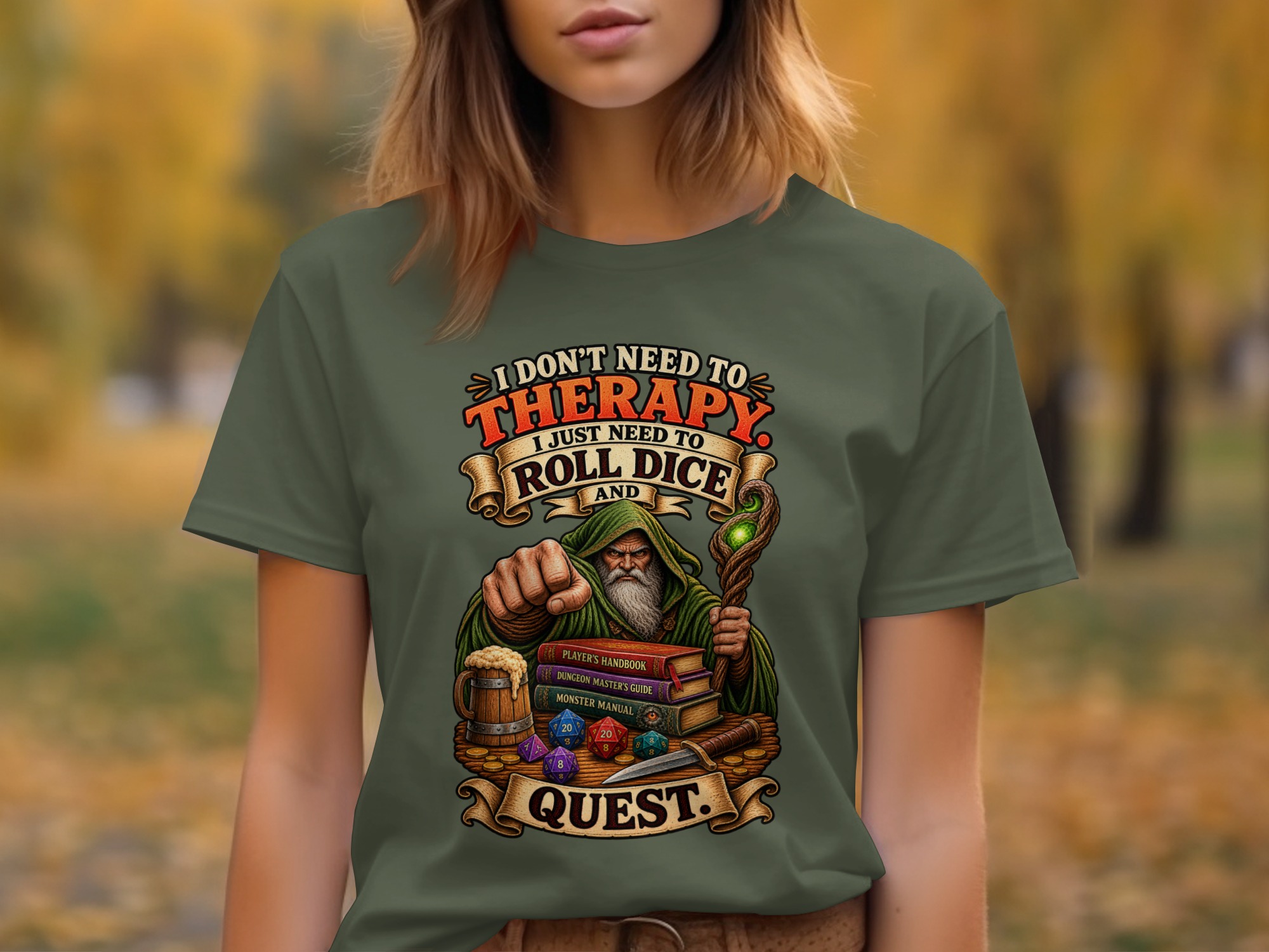 Roll Dice Quest Dungeons Dragons T-Shirt, Funny RPG Gaming Tee, Dungeon Master Gift, Fantasy Wizard Gamer Apparel - Image 8