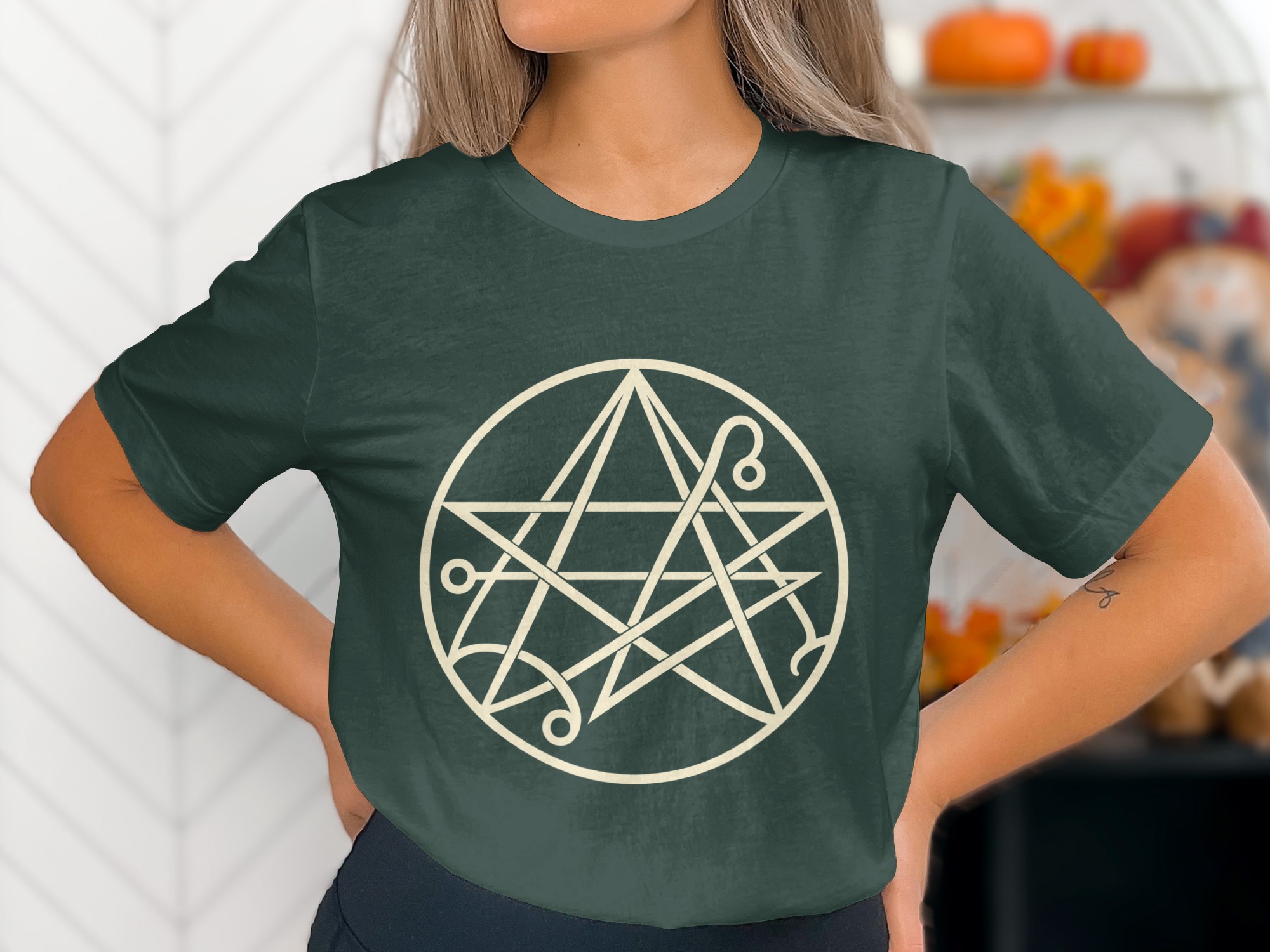 Occult Symbol Magic Circle T-Shirt, Witchy Aesthetic Mystic Pentagram Graphic Tee, Dark Academia Esoteric Spiritual Gift - Image 12