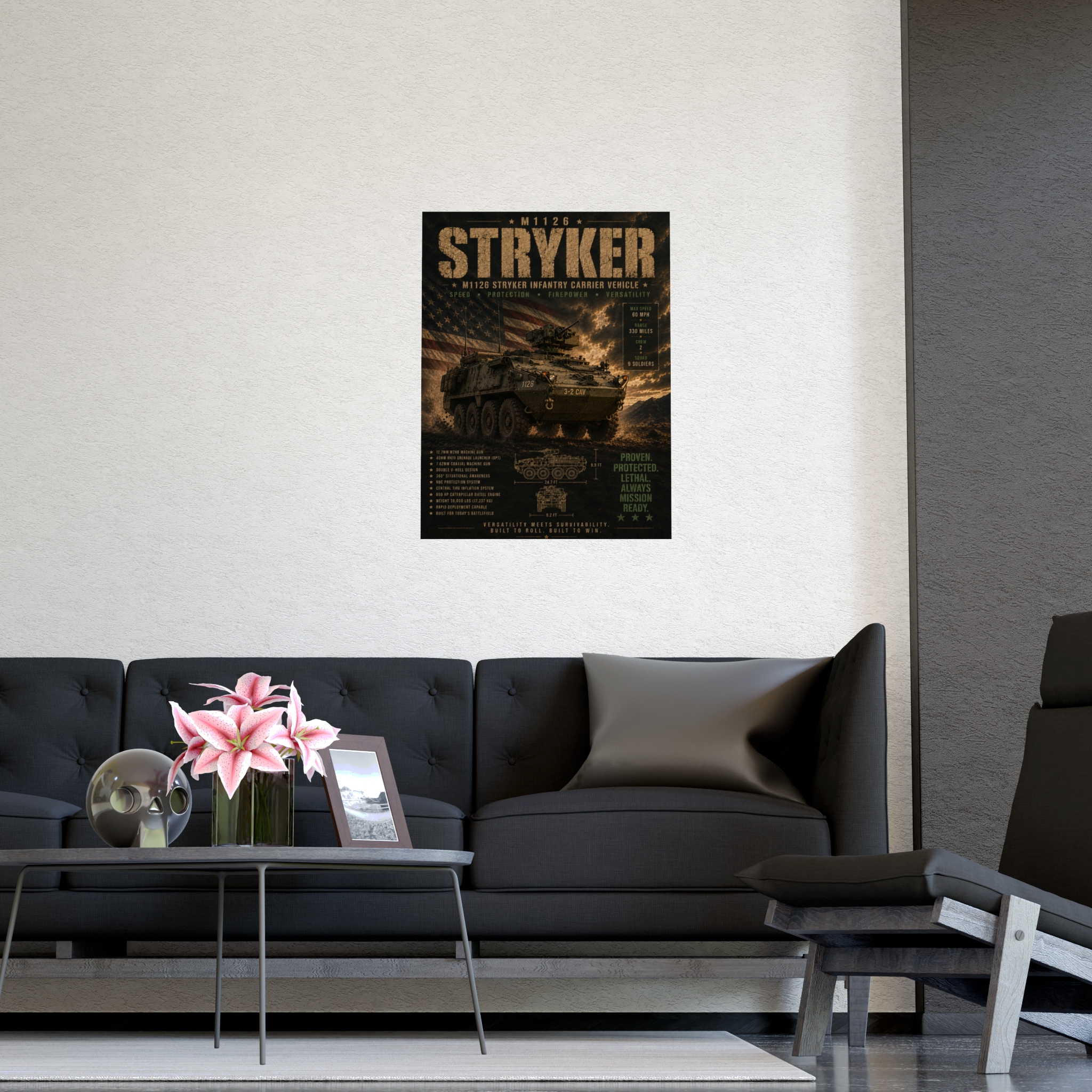 Stryker M1126 Infantry Carrier Vehicle Poster | Military Vehicle Wall Art | Army Enthusiast Decor - Image 6