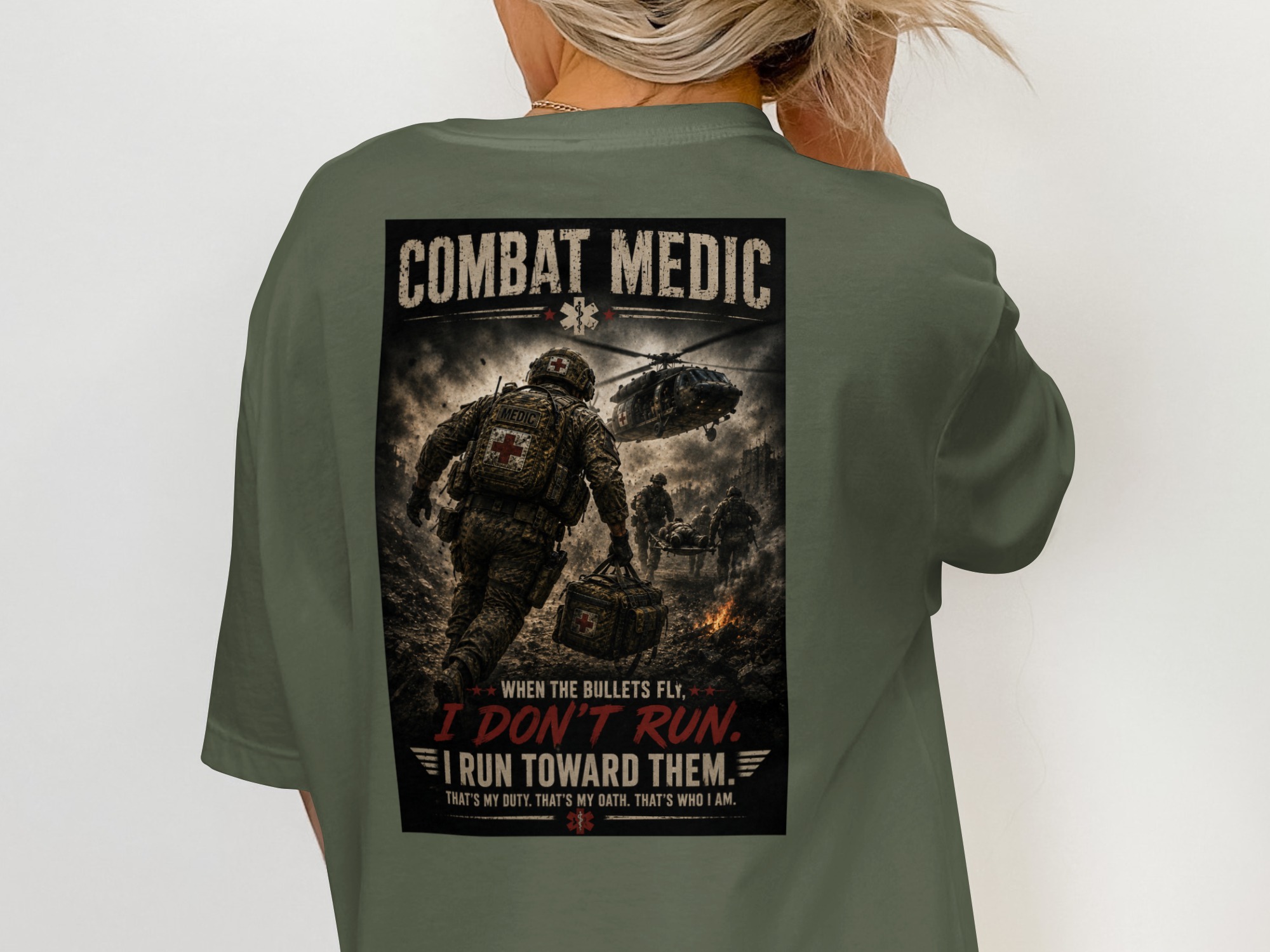 Combat Medic T-Shirt, If I Don't Run Toward Them, Army 68W Medic Tee, Veteran Tactical Medical Gift - Image 4