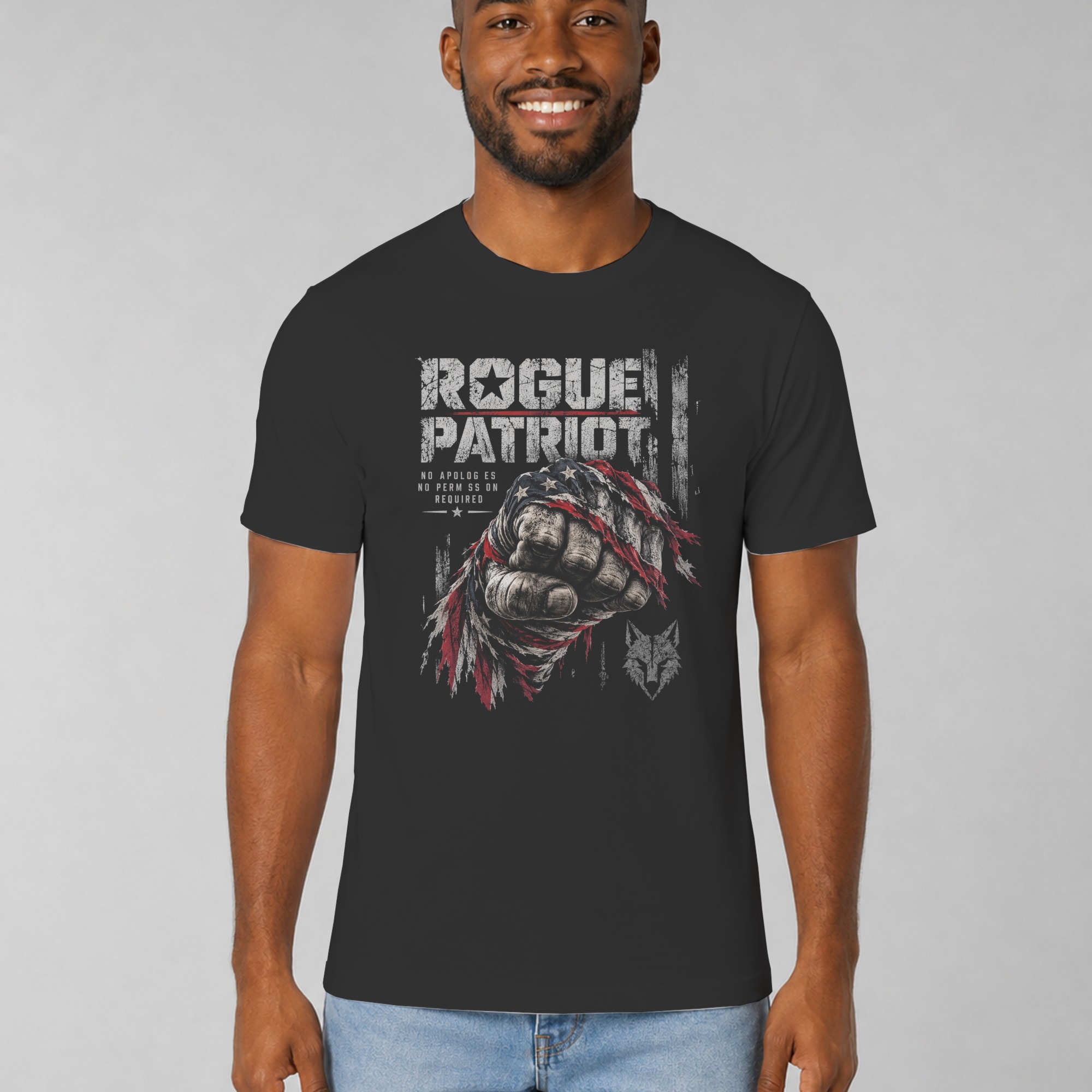 Rogue Patriot T-Shirt, USA Flag Fist Tee, Distressed American Flag Graphic Shirt, Vintage Veteran Apparel, 4th of July Gift for Him - Image 5