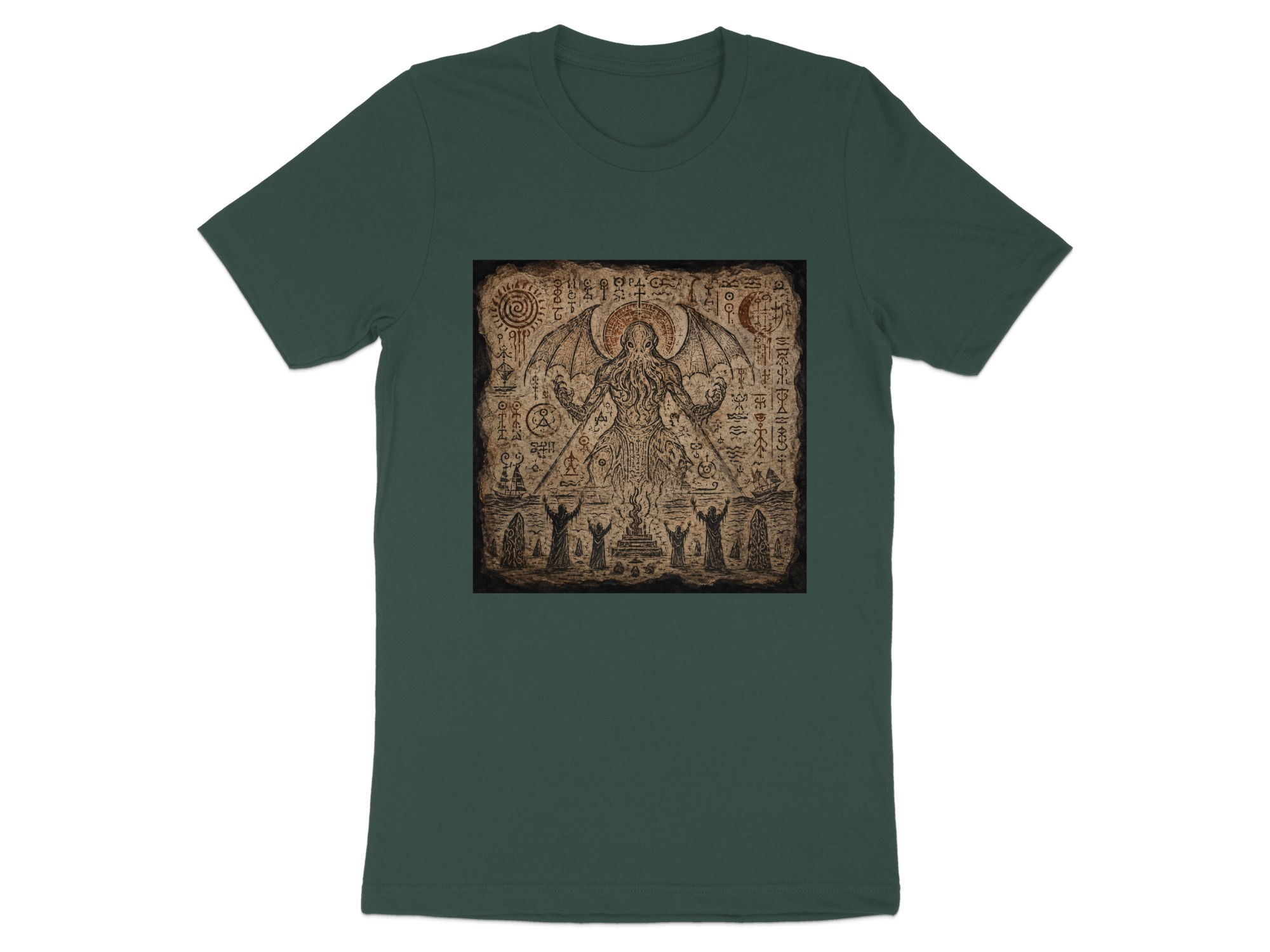 Lovecraftian Cthulhu Summoning Ritual T-Shirt, Eldritch Horror Occult Art Tee, Dark Academia Goth Mythos Fantasy Apparel Gift - Image 9