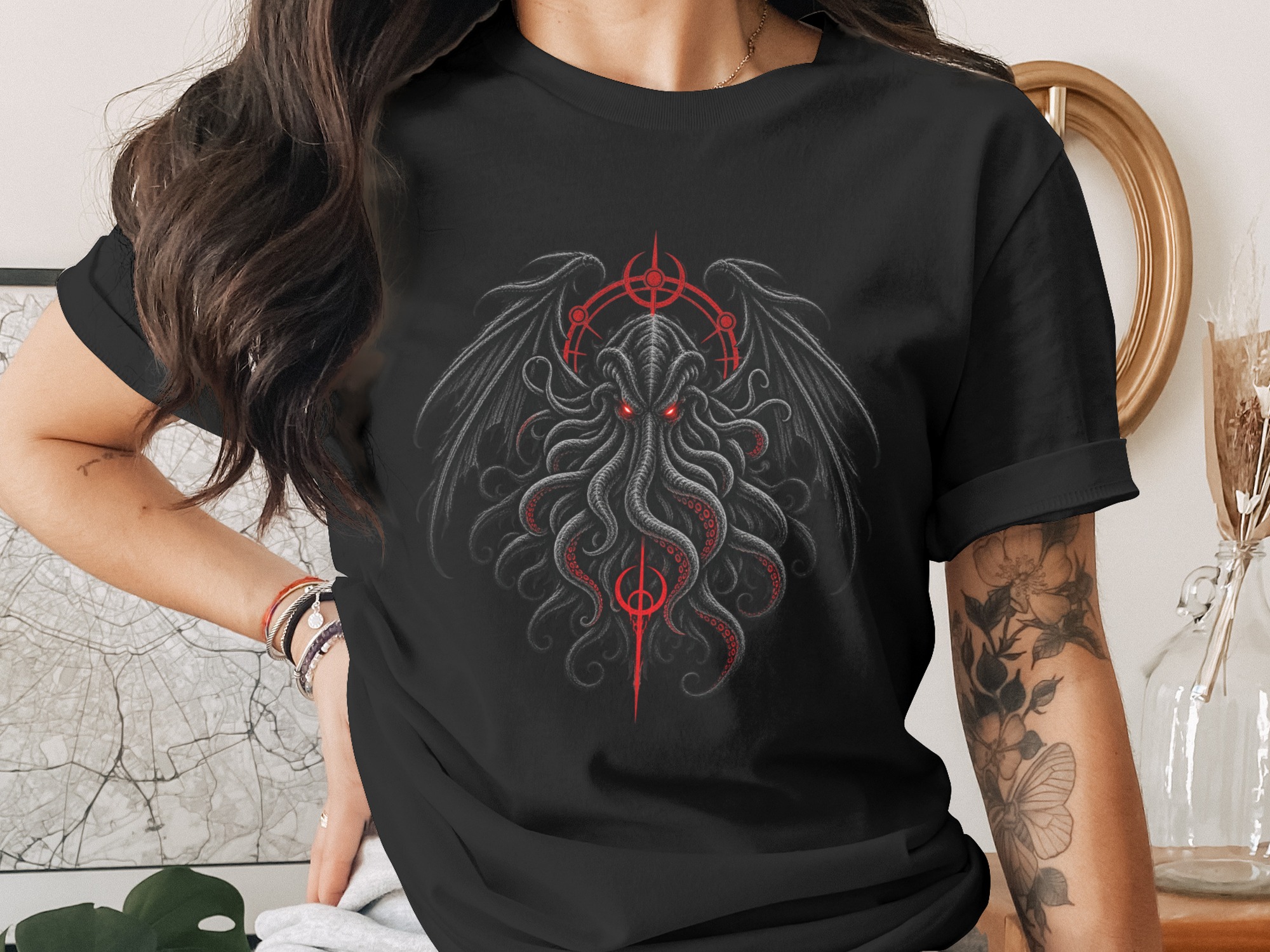Lovecraft Cthulhu T-Shirt, Dark Fantasy Horror Mythos Tee, Eldritch Monster Graphic Shirt, Gothic Grunge Gift Apparel - Image 4